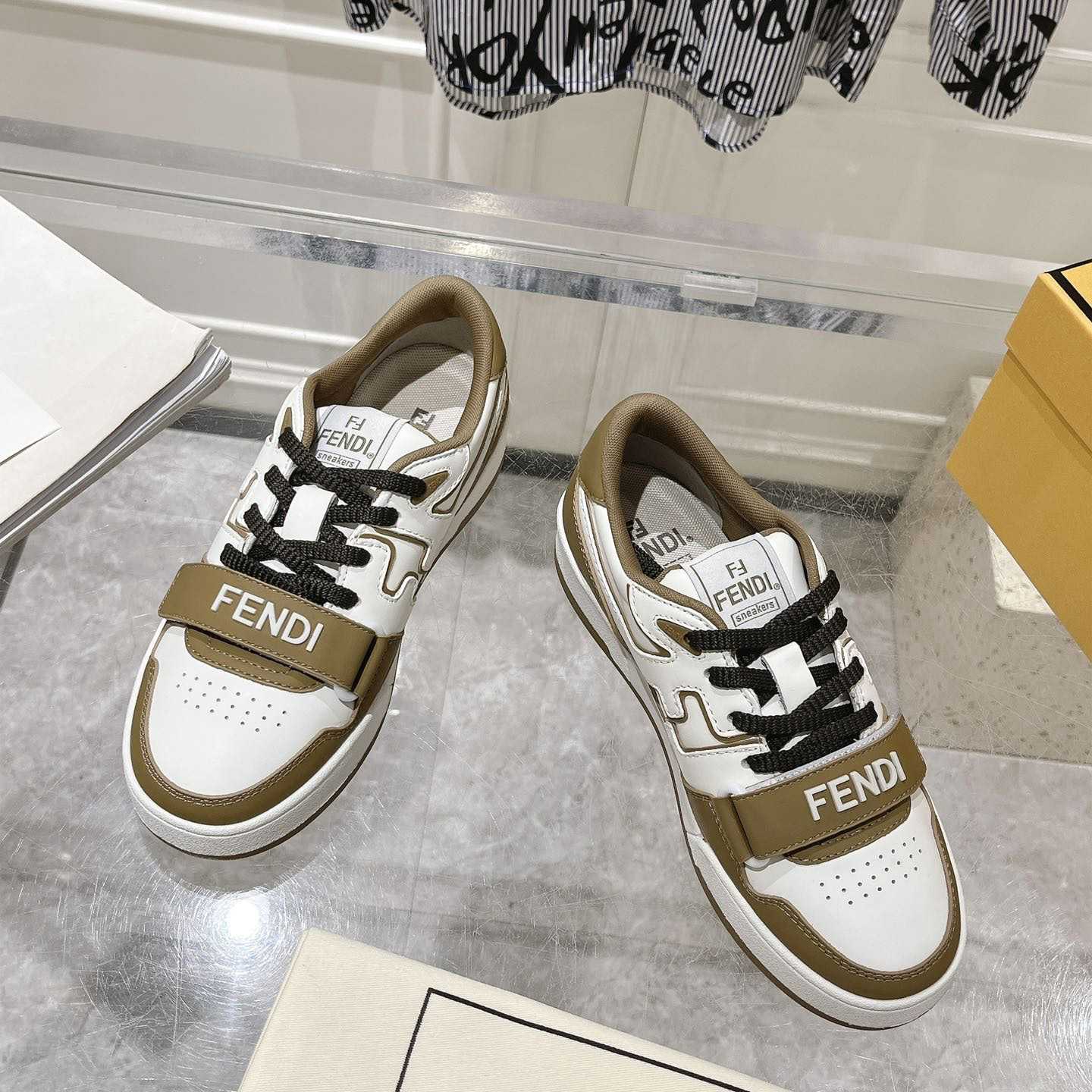 Fendi Match Green Leather Low-tops - DopestKickz