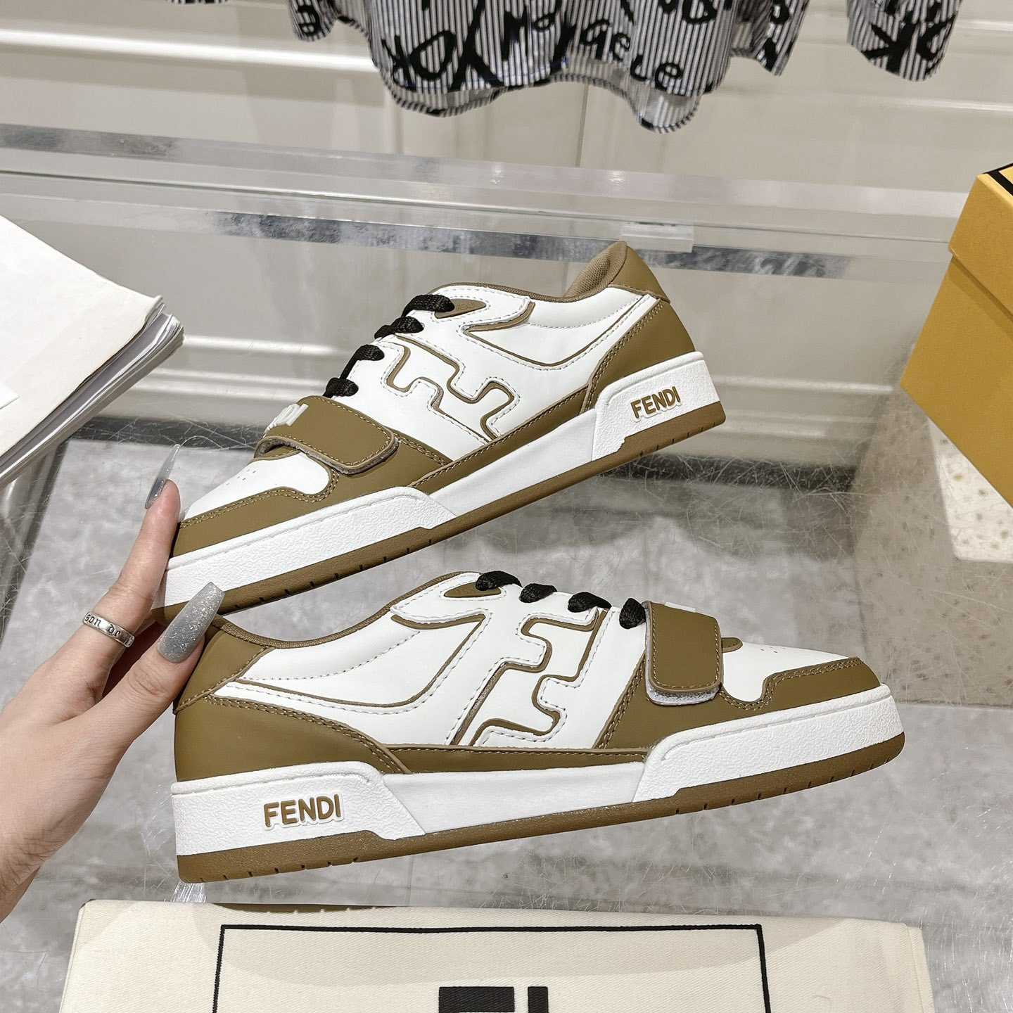 Fendi Match Green Leather Low-tops - DopestKickz