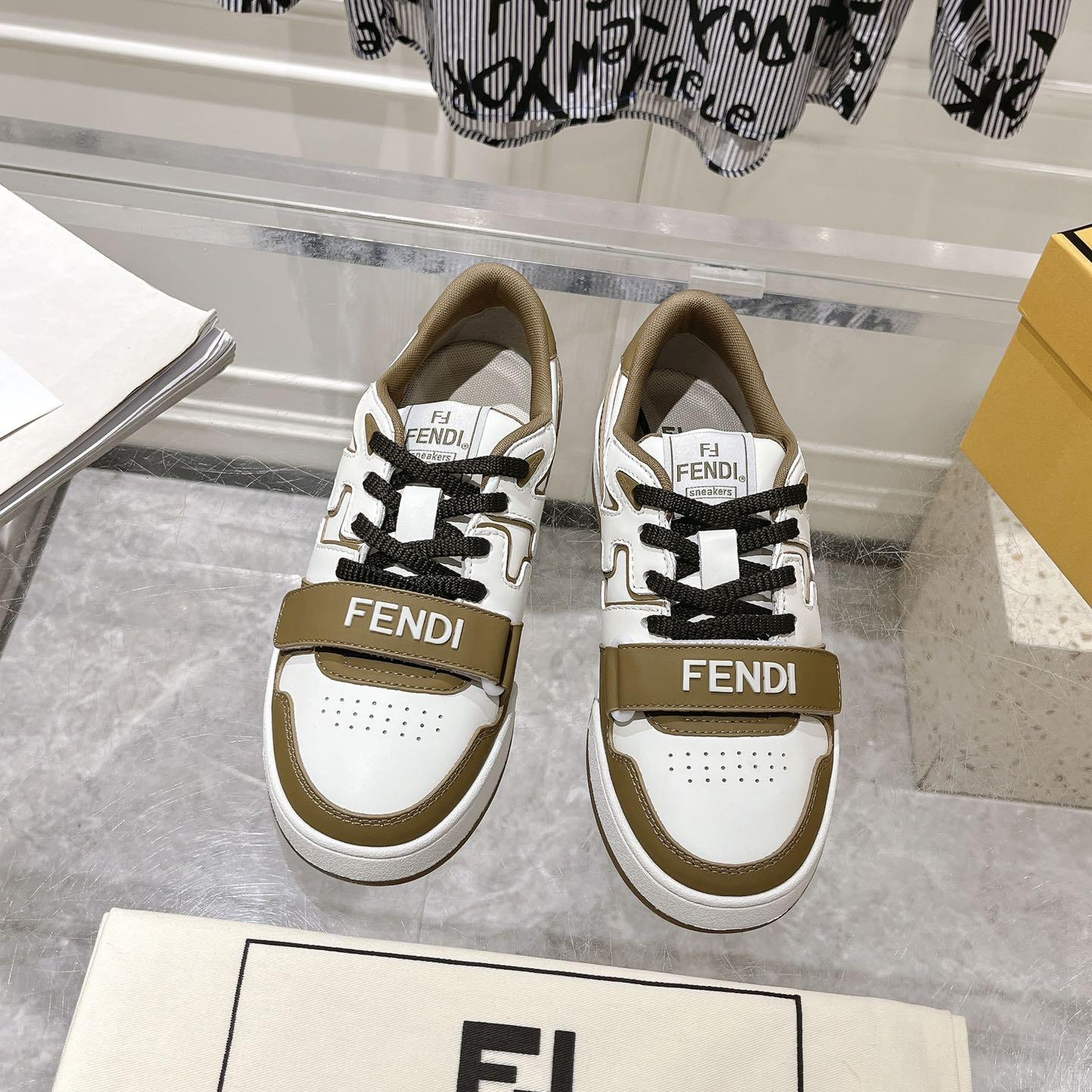Fendi Match Green Leather Low-tops - DopestKickz