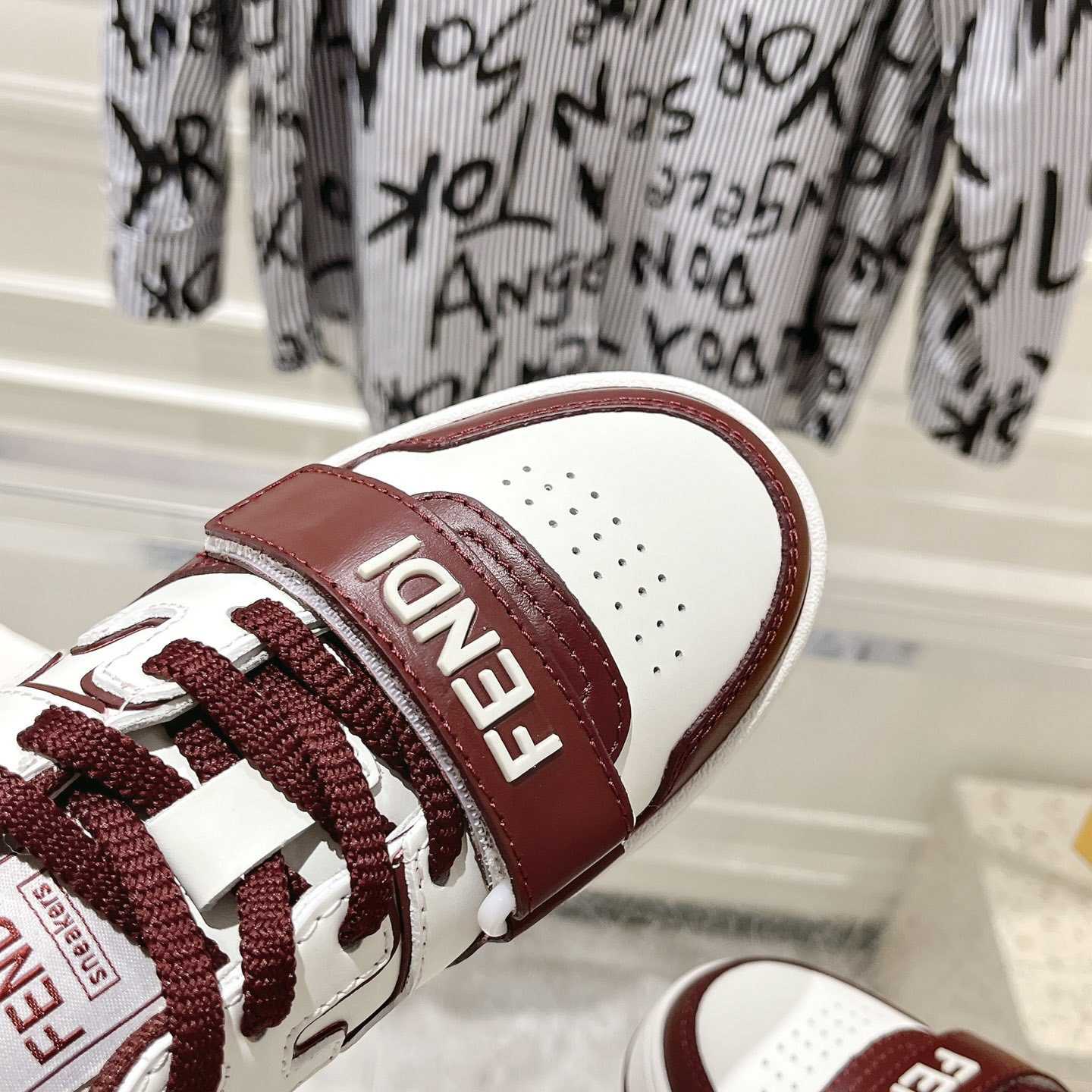 Fendi Match Burgundy Leather Low-tops - DopestKickz