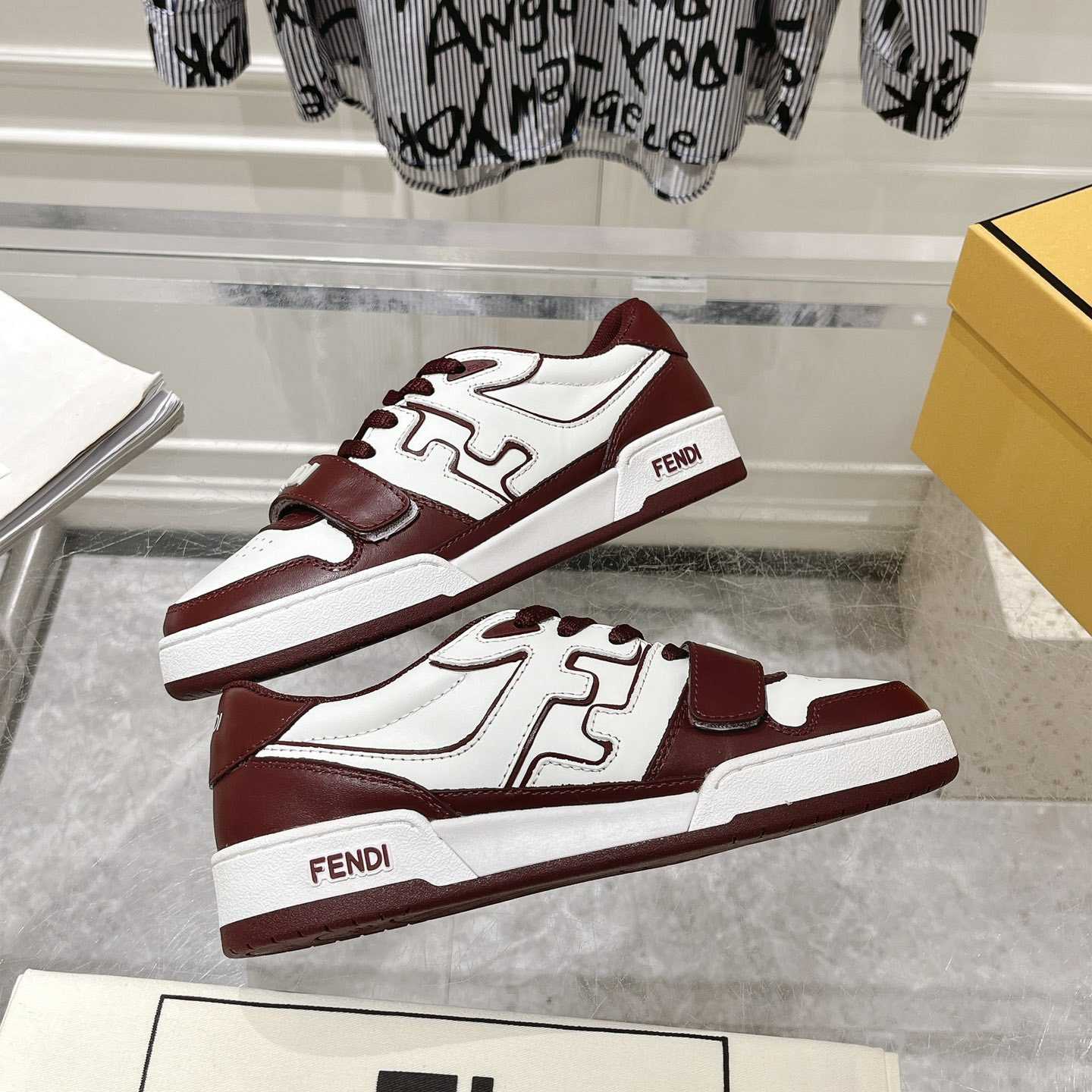 Fendi Match Burgundy Leather Low-tops - DopestKickz