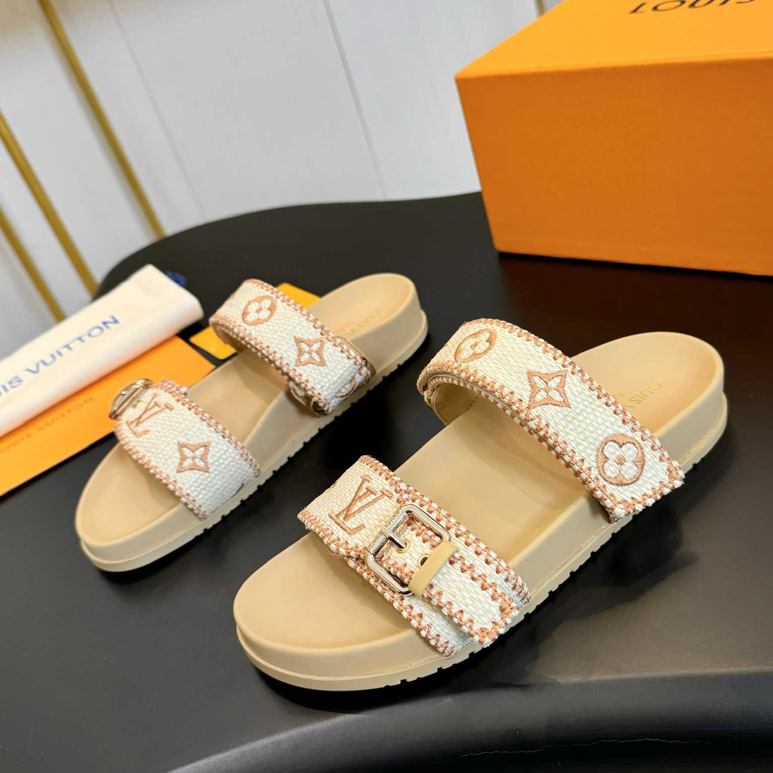 Louis Vuitton Bom Dia Flat Comfort Mule   - DopestKickz