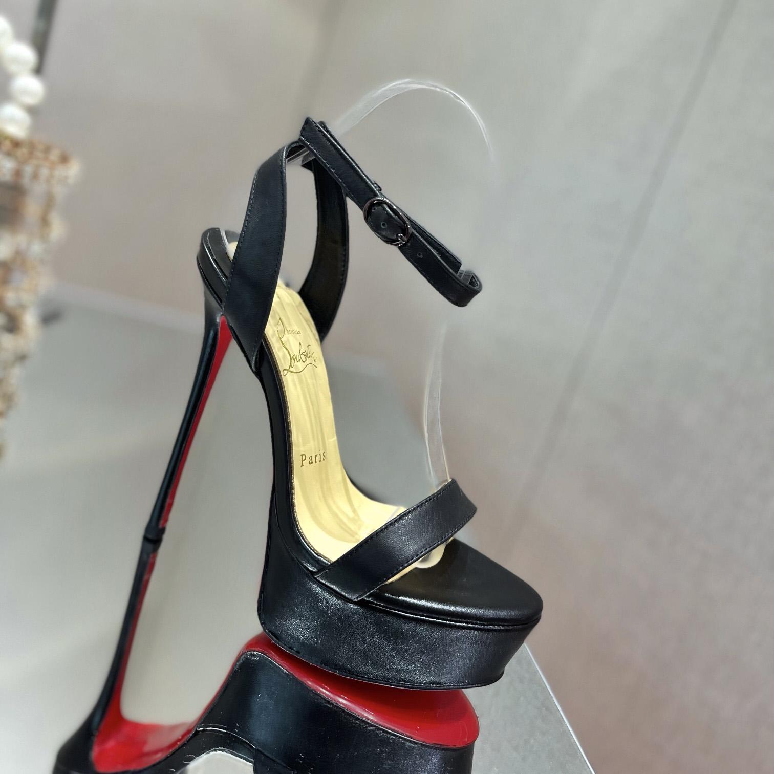 Christian Louboutin Loubi Queen Alta 150 Leather Platform Sandals - DopestKickz