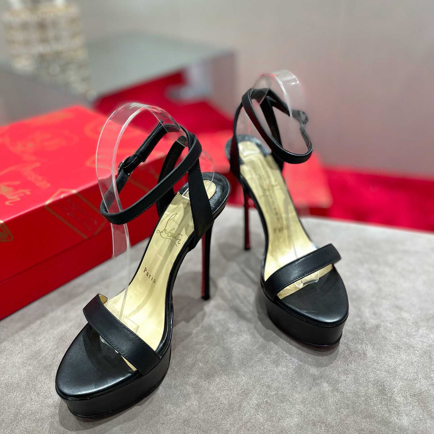 Christian Louboutin Loubi Queen Alta 150 Leather Platform Sandals - DopestKickz