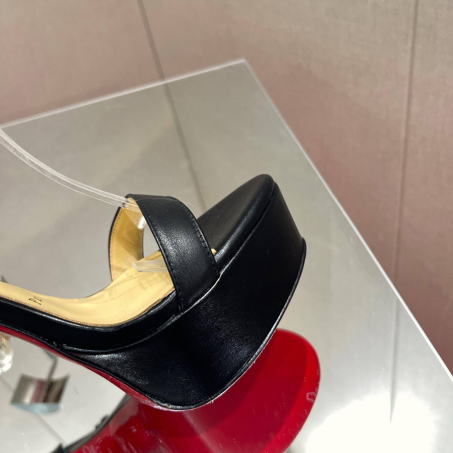 Christian Louboutin Loubi Queen Alta 150 Leather Platform Sandals - DopestKickz