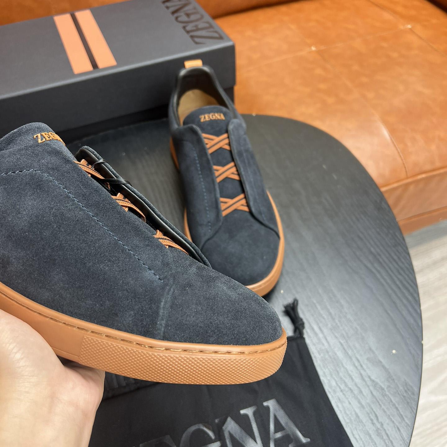 Zegna Black Suede Triple Stitch™ Sneakers - DopestKickz