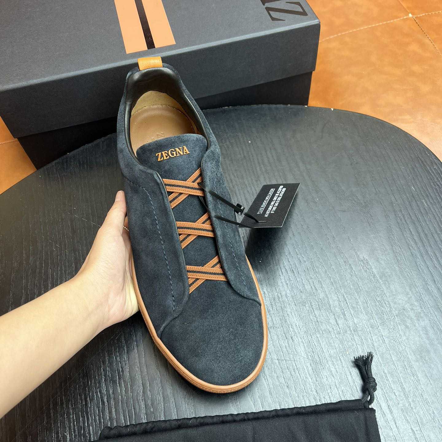 Zegna Black Suede Triple Stitch™ Sneakers - DopestKickz