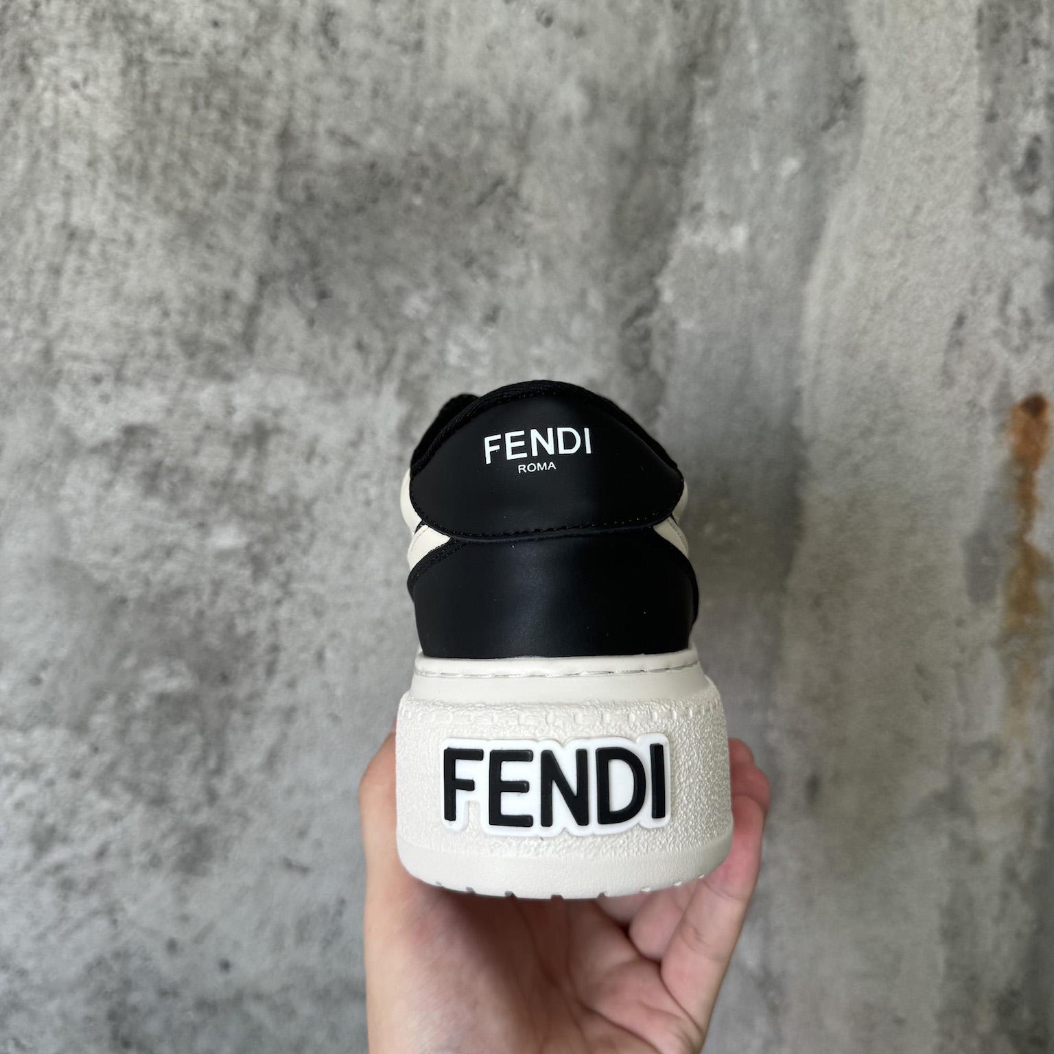 Fendi Match Black Leather Platform Low-tops - DopestKickz