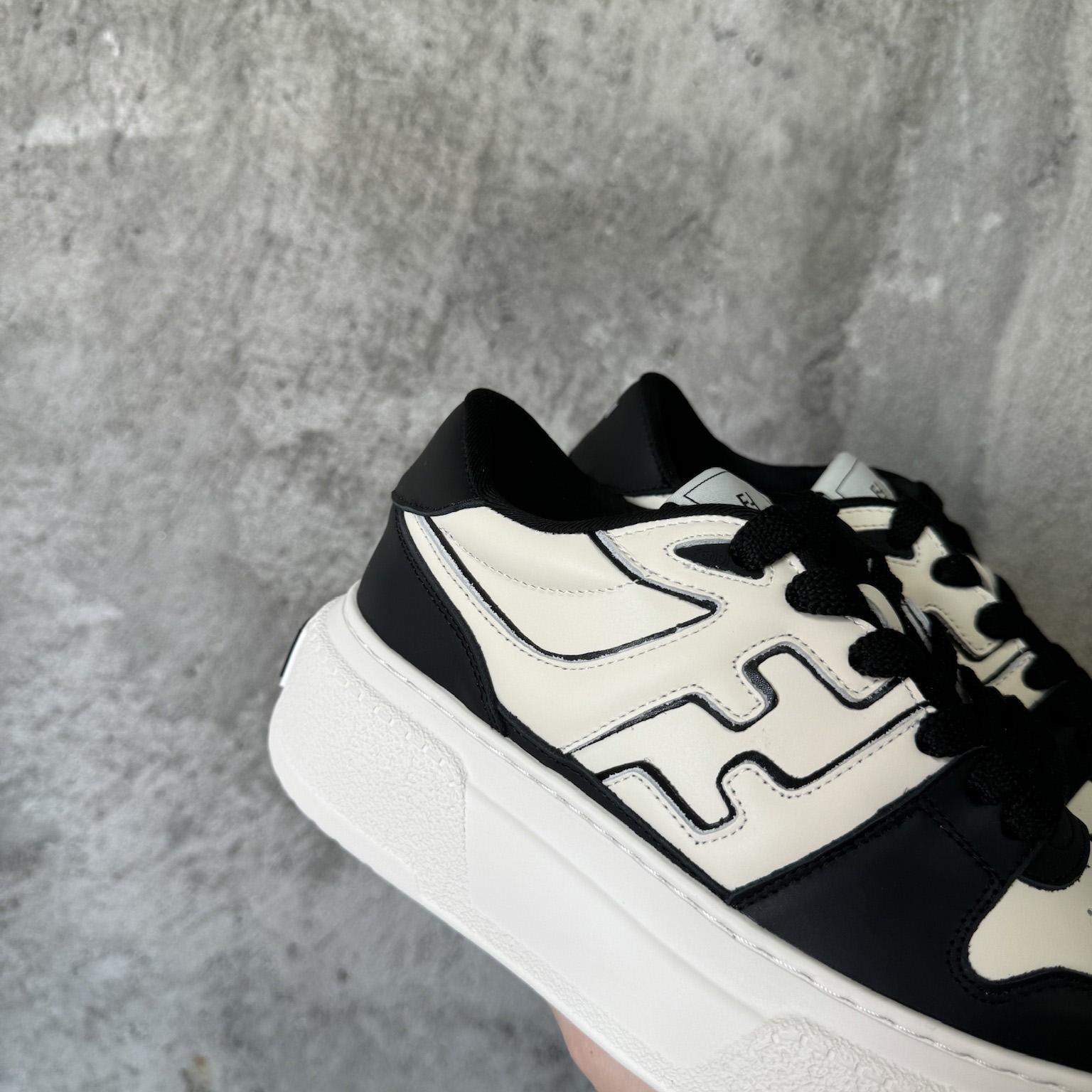 Fendi Match Black Leather Platform Low-tops - DopestKickz