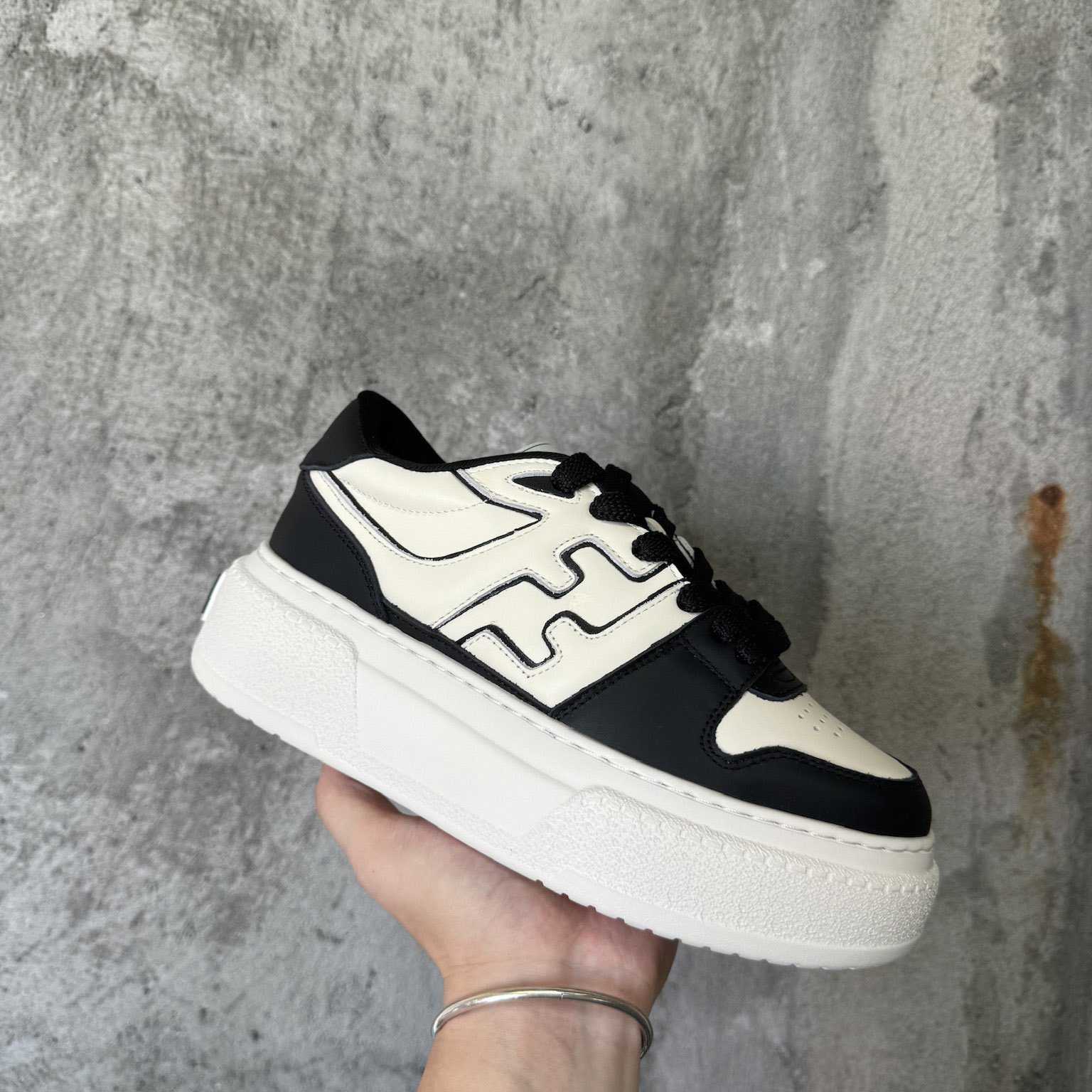 Fendi Match Black Leather Platform Low-tops - DopestKickz