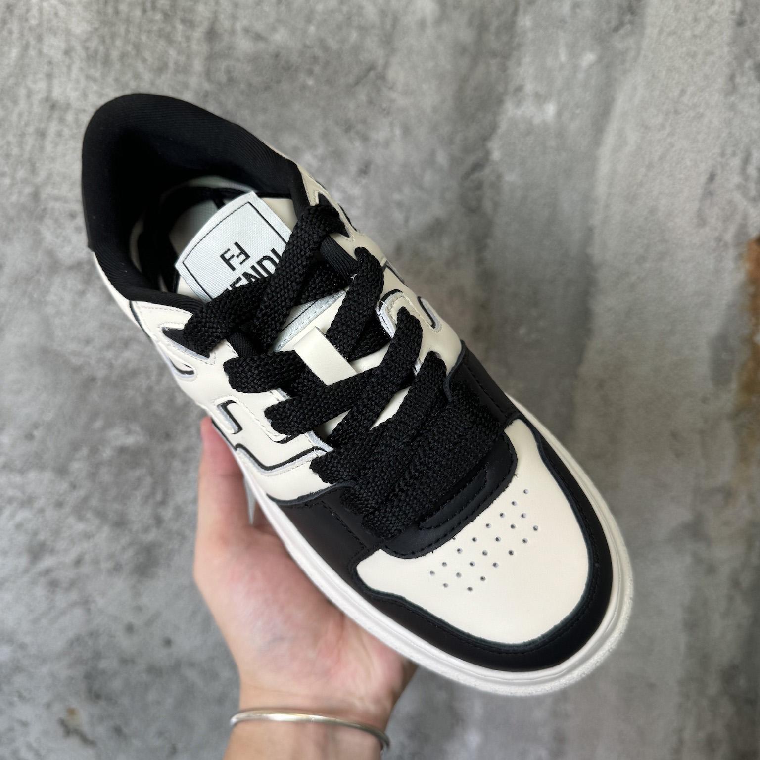 Fendi Match Black Leather Platform Low-tops - DopestKickz