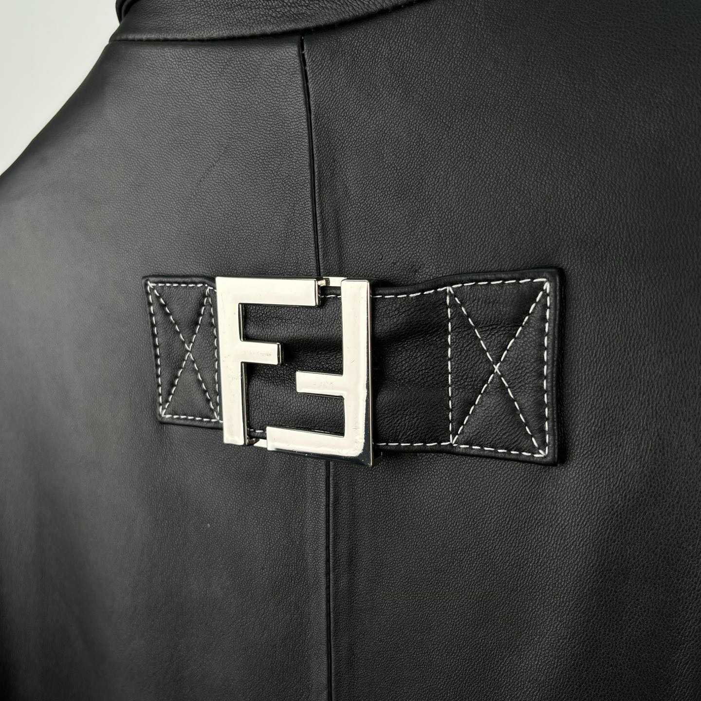 Fendi Black Leather Overcoat - DopestKickz