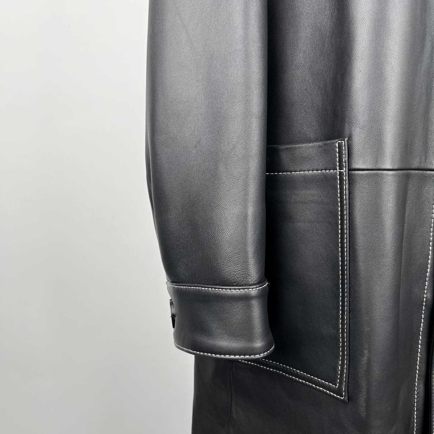 Fendi Black Leather Overcoat - DopestKickz