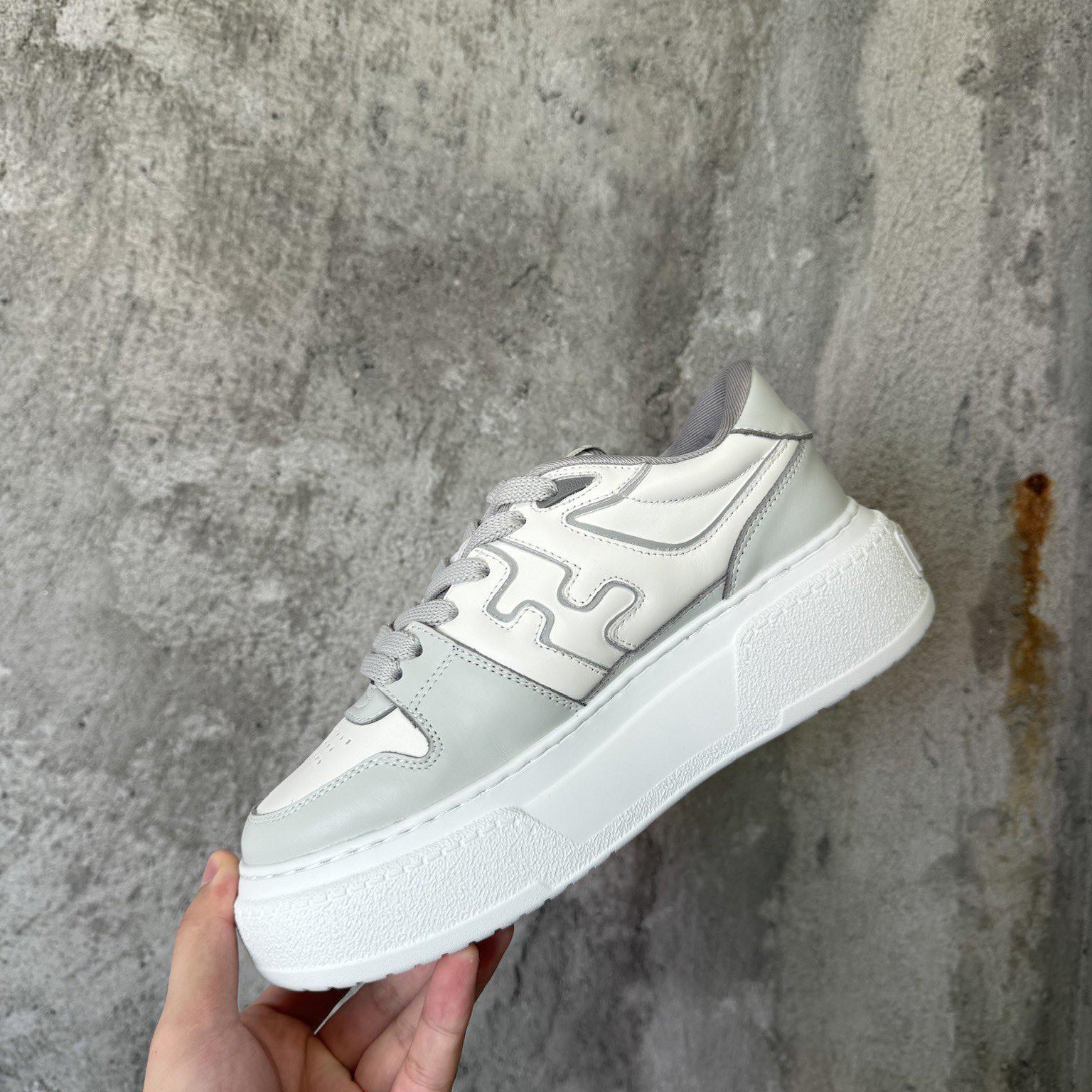 Fendi Match Gray Leather Platform Low-tops - DopestKickz