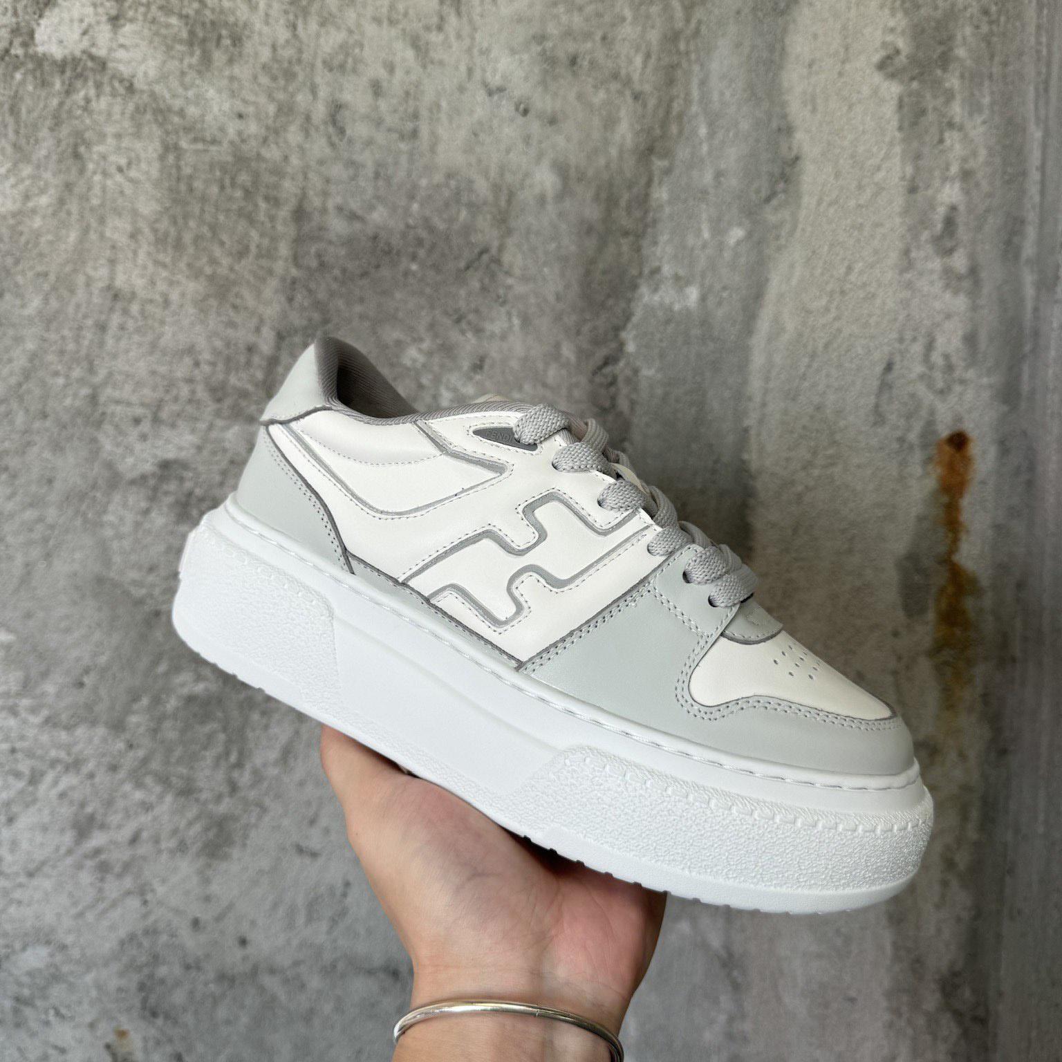 Fendi Match Gray Leather Platform Low-tops - DopestKickz