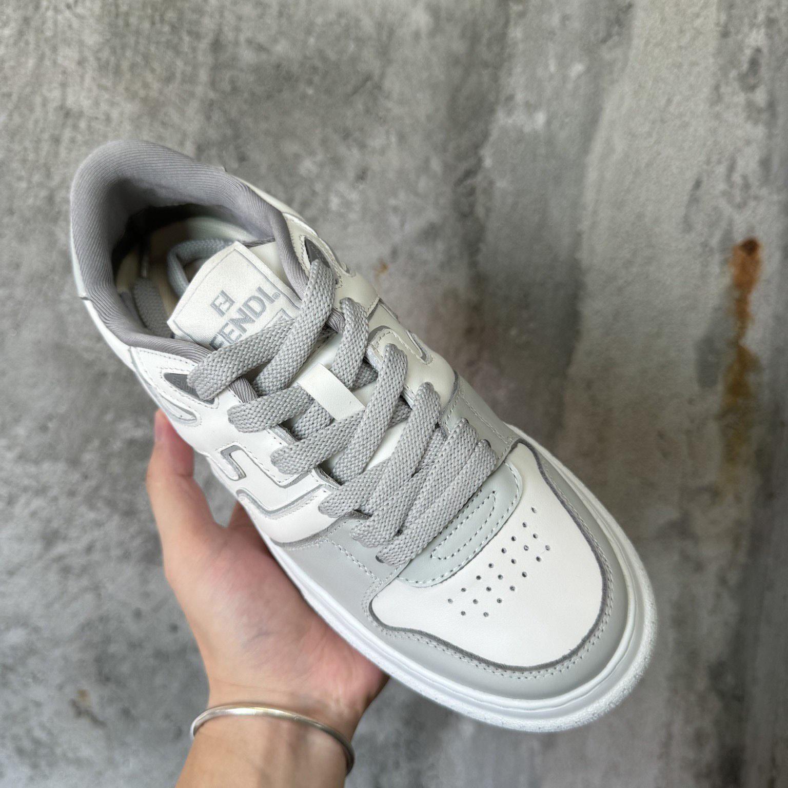 Fendi Match Gray Leather Platform Low-tops - DopestKickz