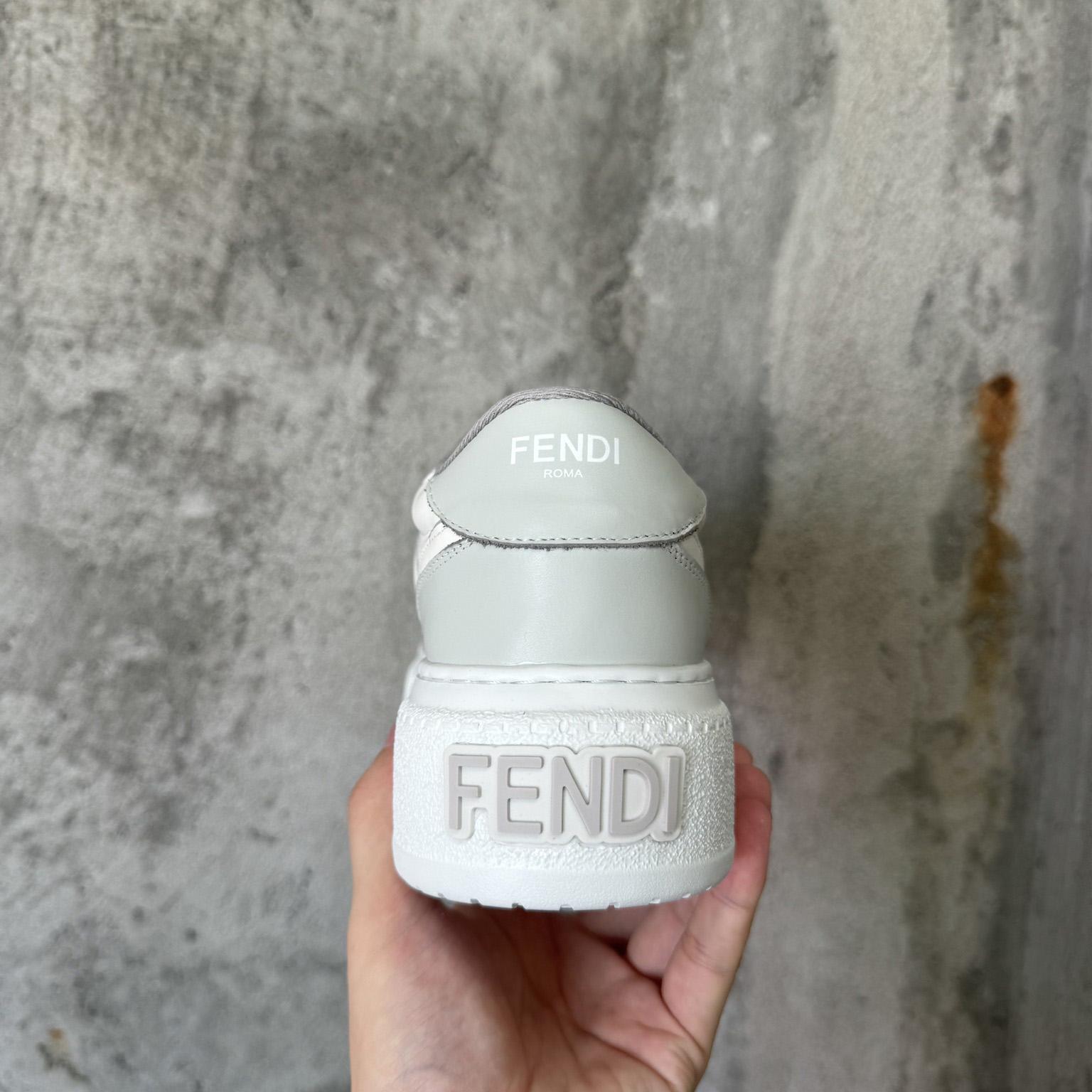 Fendi Match Gray Leather Platform Low-tops - DopestKickz