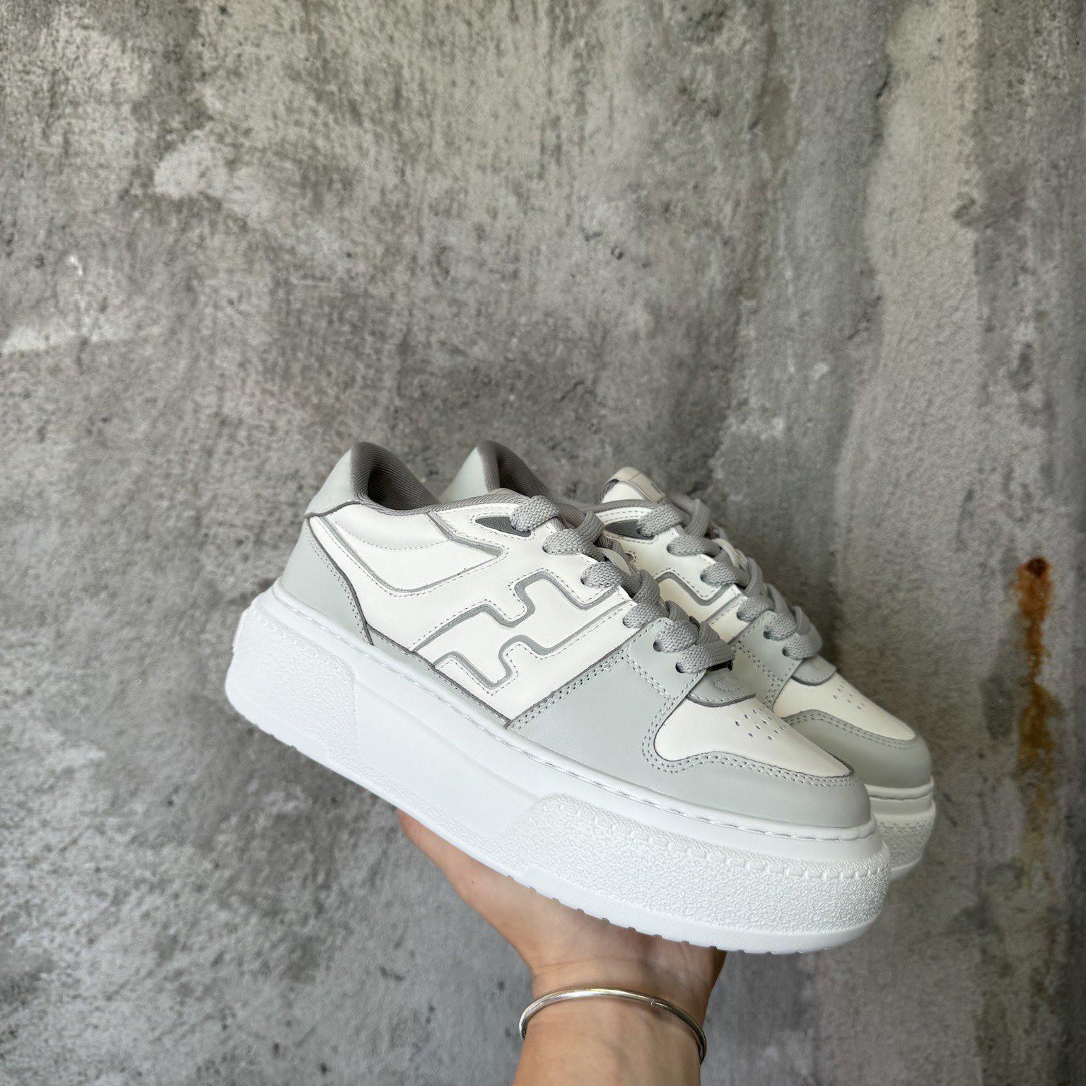 Fendi Match Gray Leather Platform Low-tops - DopestKickz