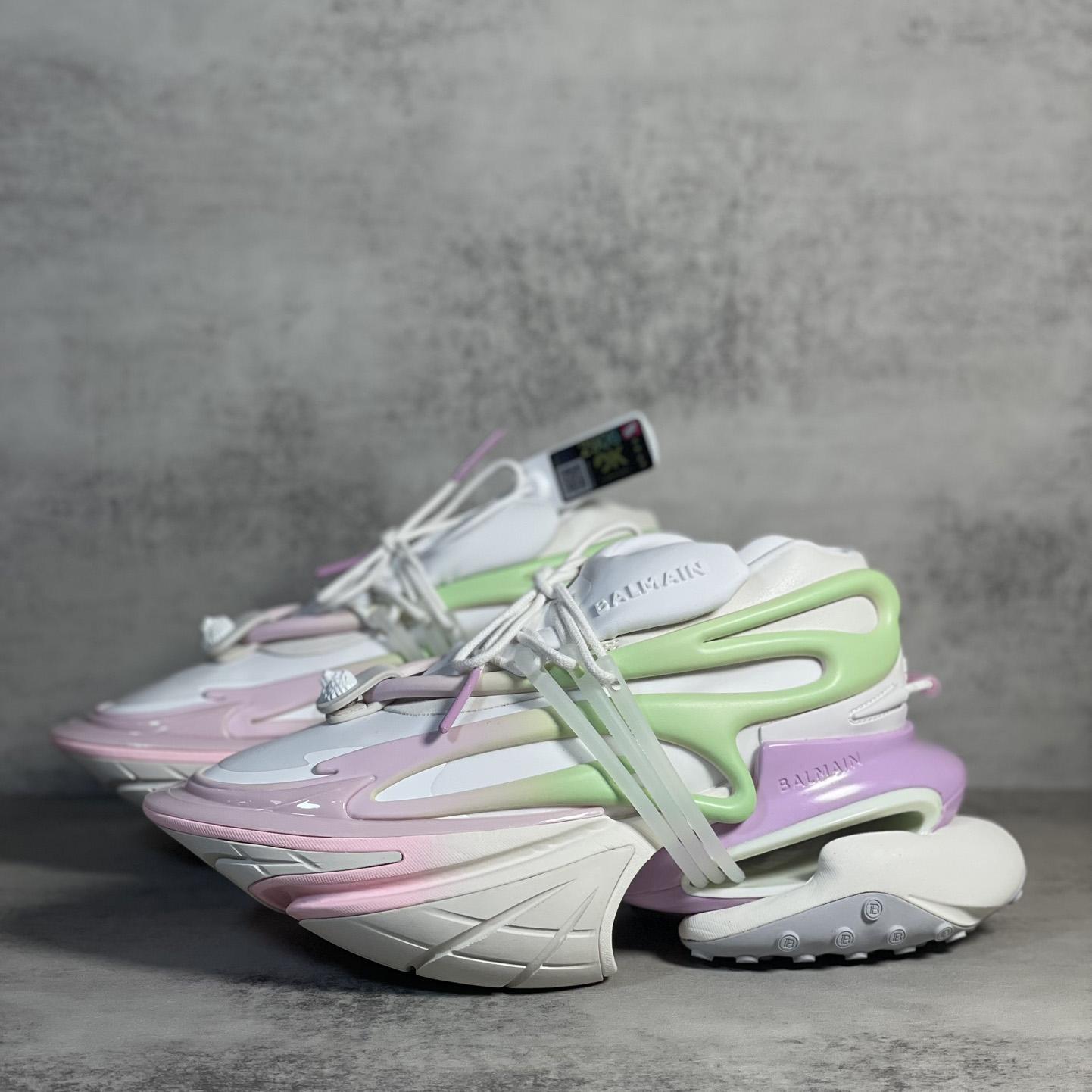 Balmain Pink Unicorn Panelled Sneakers - DopestKickz