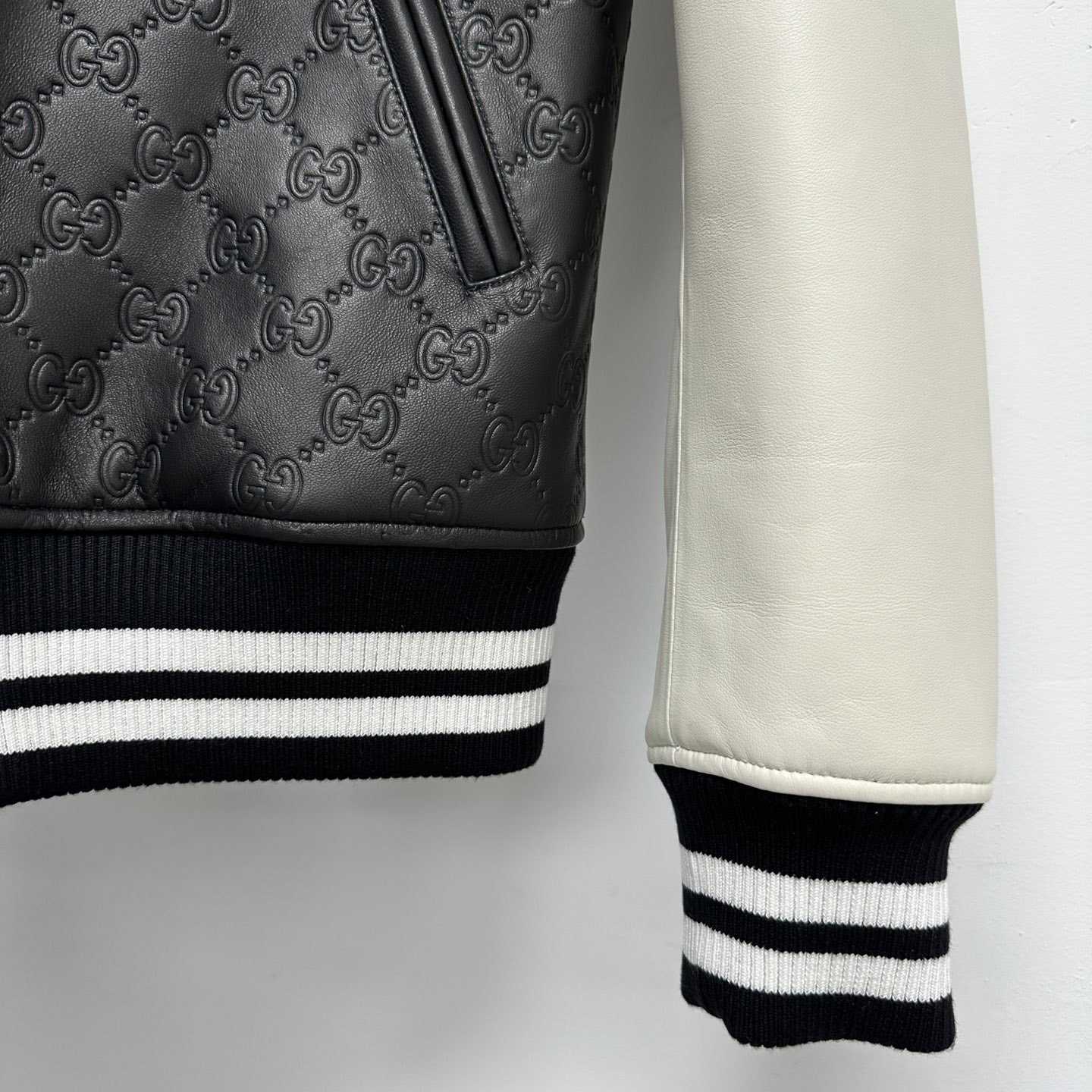 Gucci Embossed GG Leather Bomber Jacket  - DopestKickz