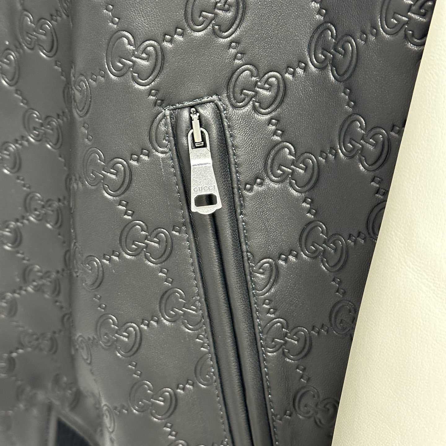 Gucci Embossed GG Leather Bomber Jacket  - DopestKickz