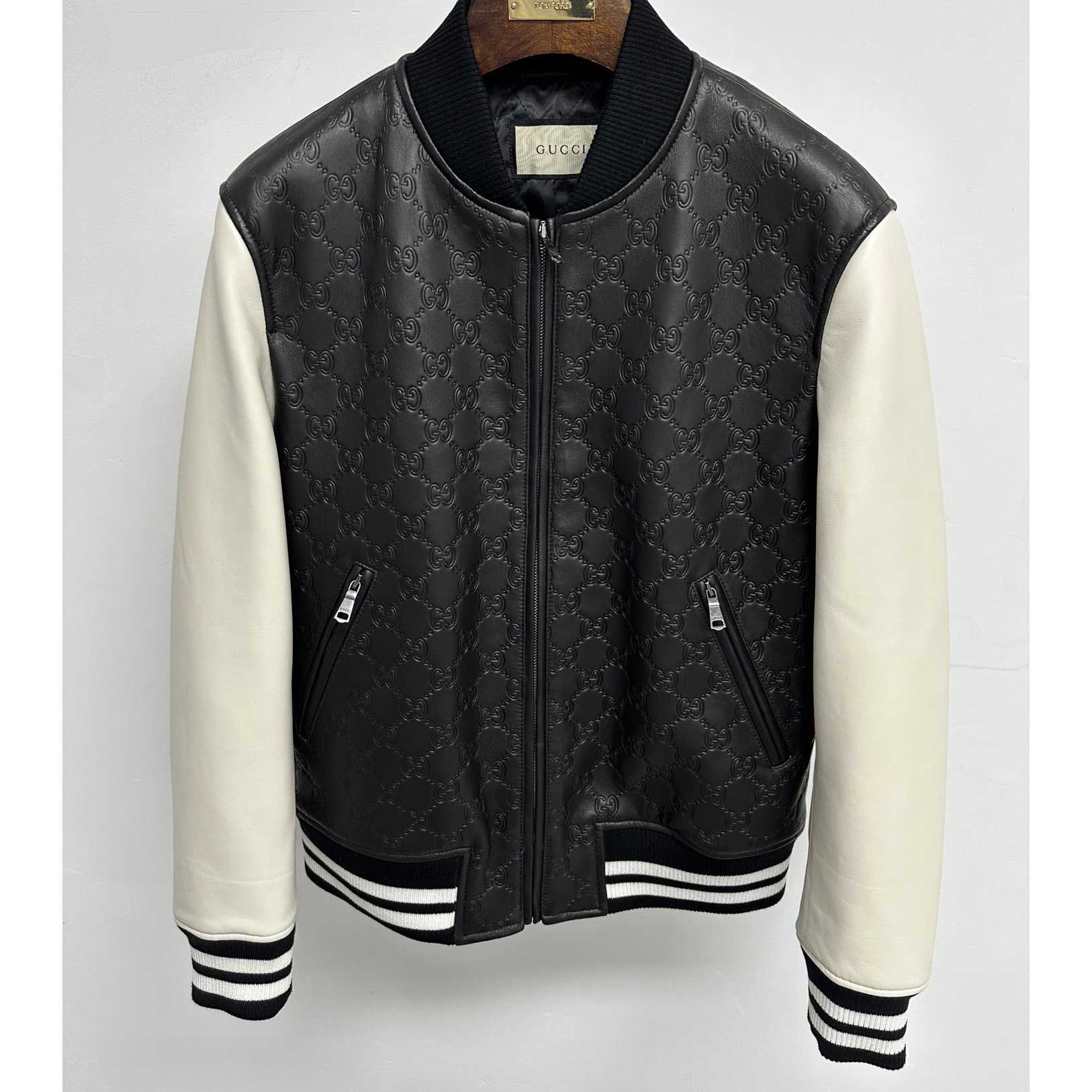 Gucci Embossed GG Leather Bomber Jacket  - DopestKickz