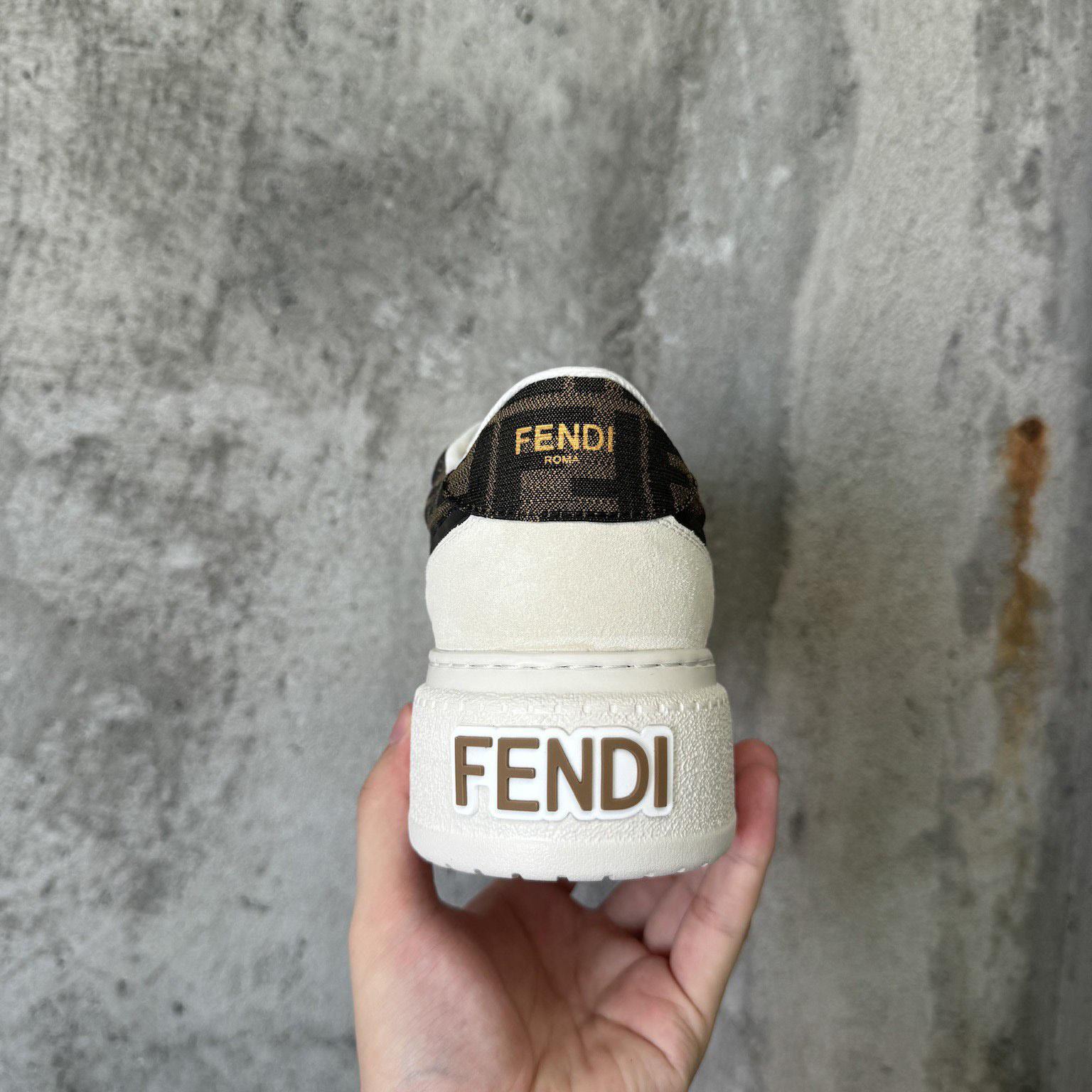 Fendi Match Canvas And White Suede Platform Low-tops - DopestKickz