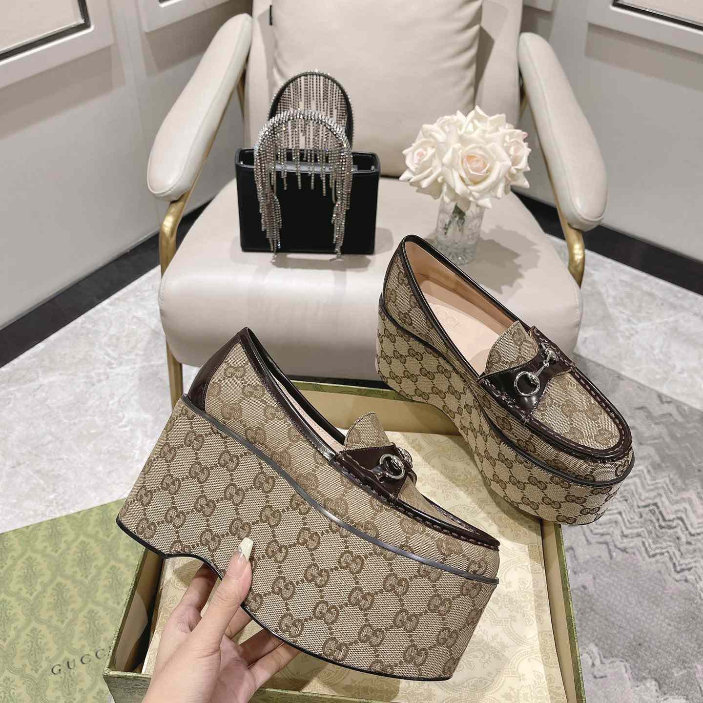 Gucci Women's Horsebit Wedge Loafer - DopestKickz