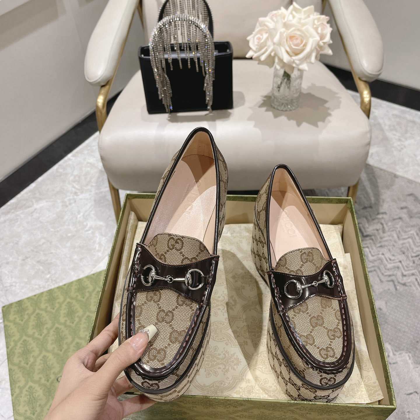 Gucci Women's Horsebit Wedge Loafer - DopestKickz