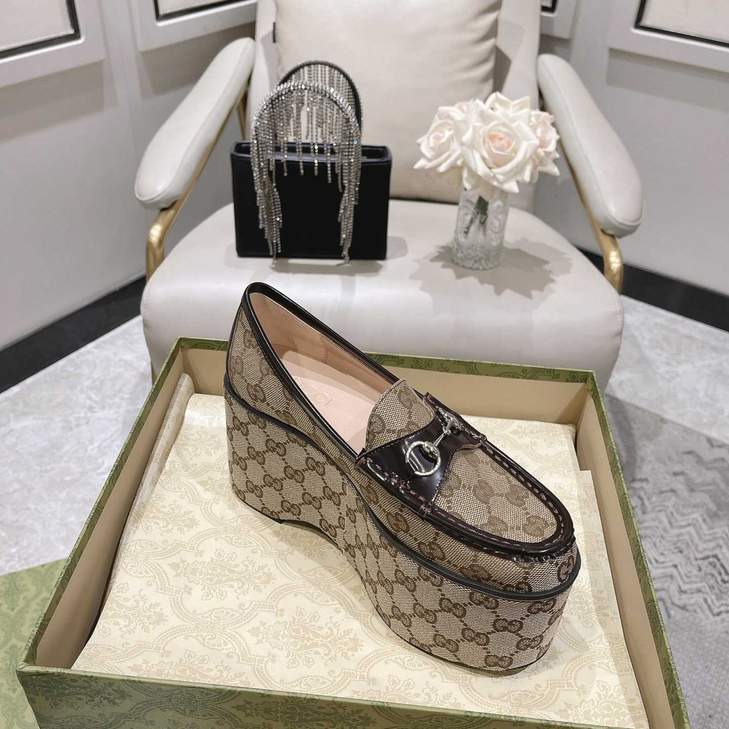 Gucci Women's Horsebit Wedge Loafer - DopestKickz