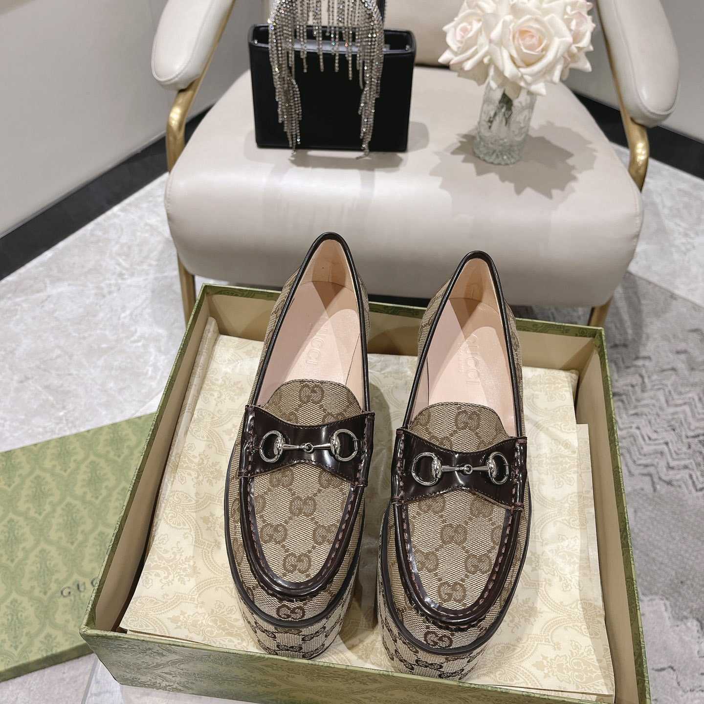 Gucci Women's Horsebit Wedge Loafer - DopestKickz