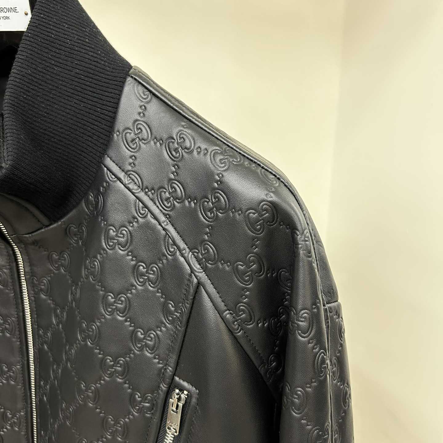 Gucci GG Embossed Bomber Jacket In Black - DopestKickz