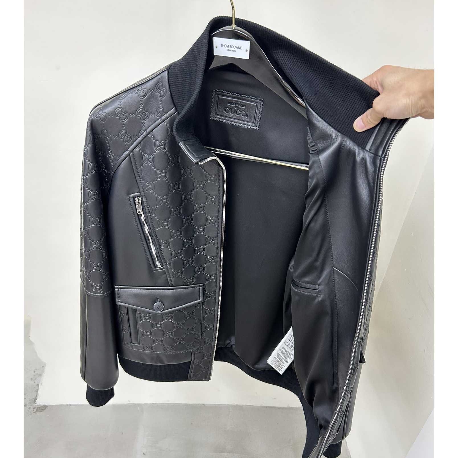 Gucci GG Embossed Bomber Jacket In Black - DopestKickz