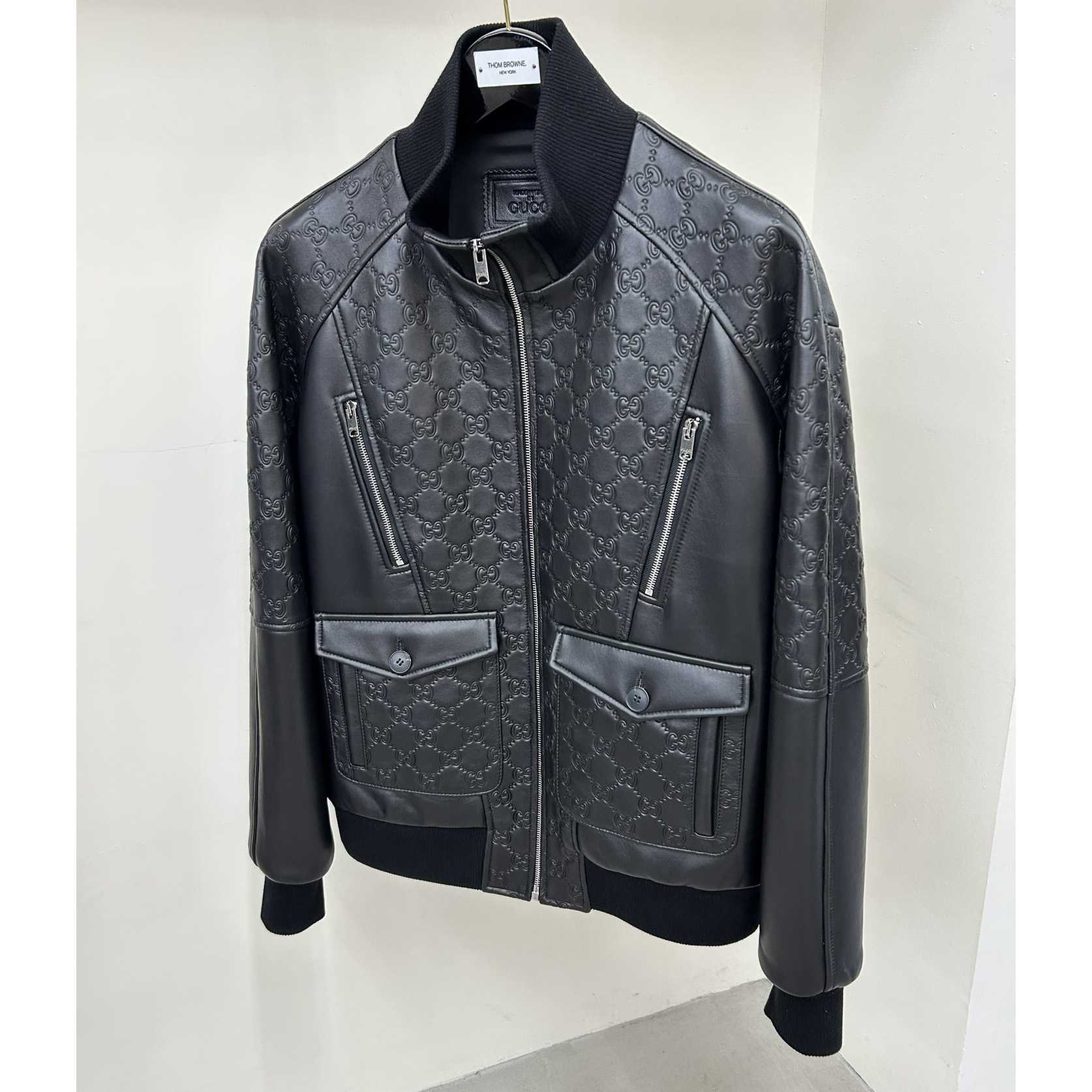 Gucci GG Embossed Bomber Jacket In Black - DopestKickz