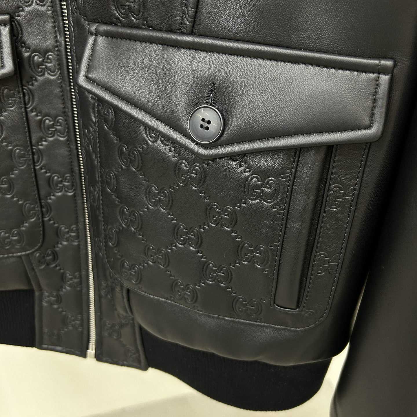 Gucci GG Embossed Bomber Jacket In Black - DopestKickz