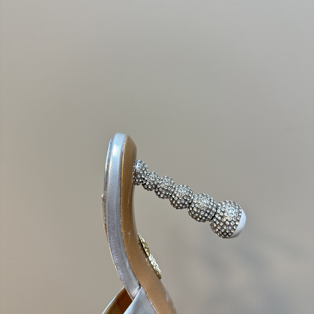 Aquazzura Silver 105mm Yes Baby Satin Mules - DopestKickz