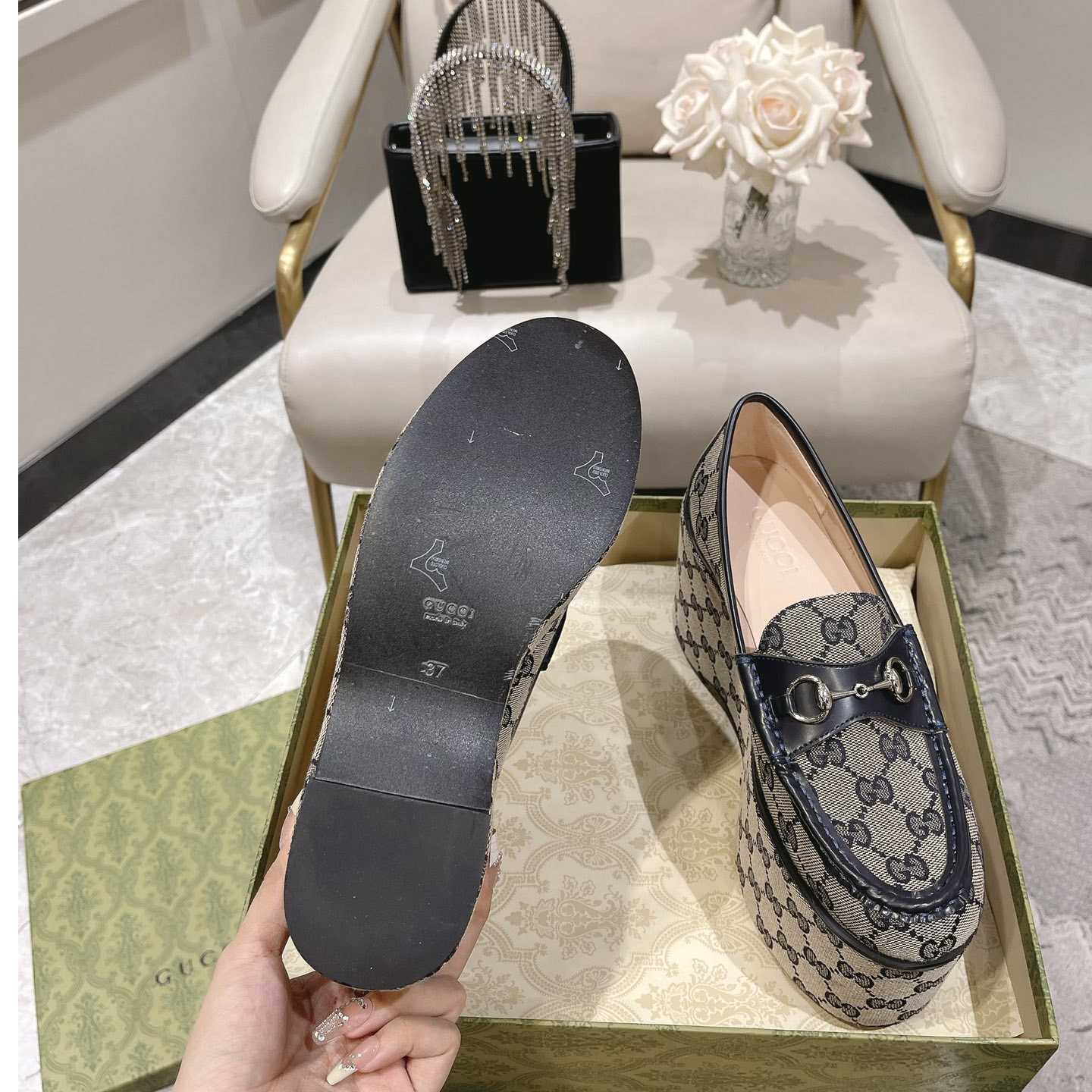 Gucci Women's Horsebit Wedge Loafer - DopestKickz