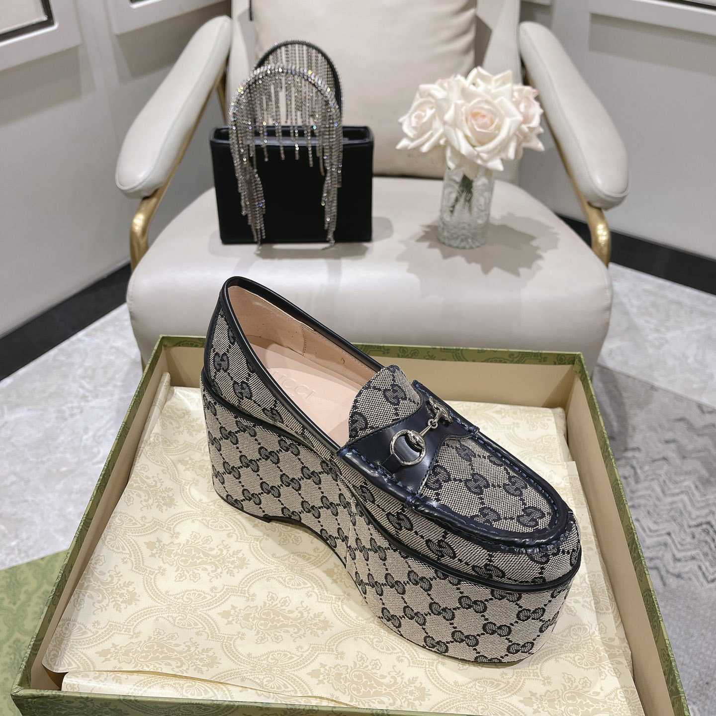 Gucci Women's Horsebit Wedge Loafer - DopestKickz