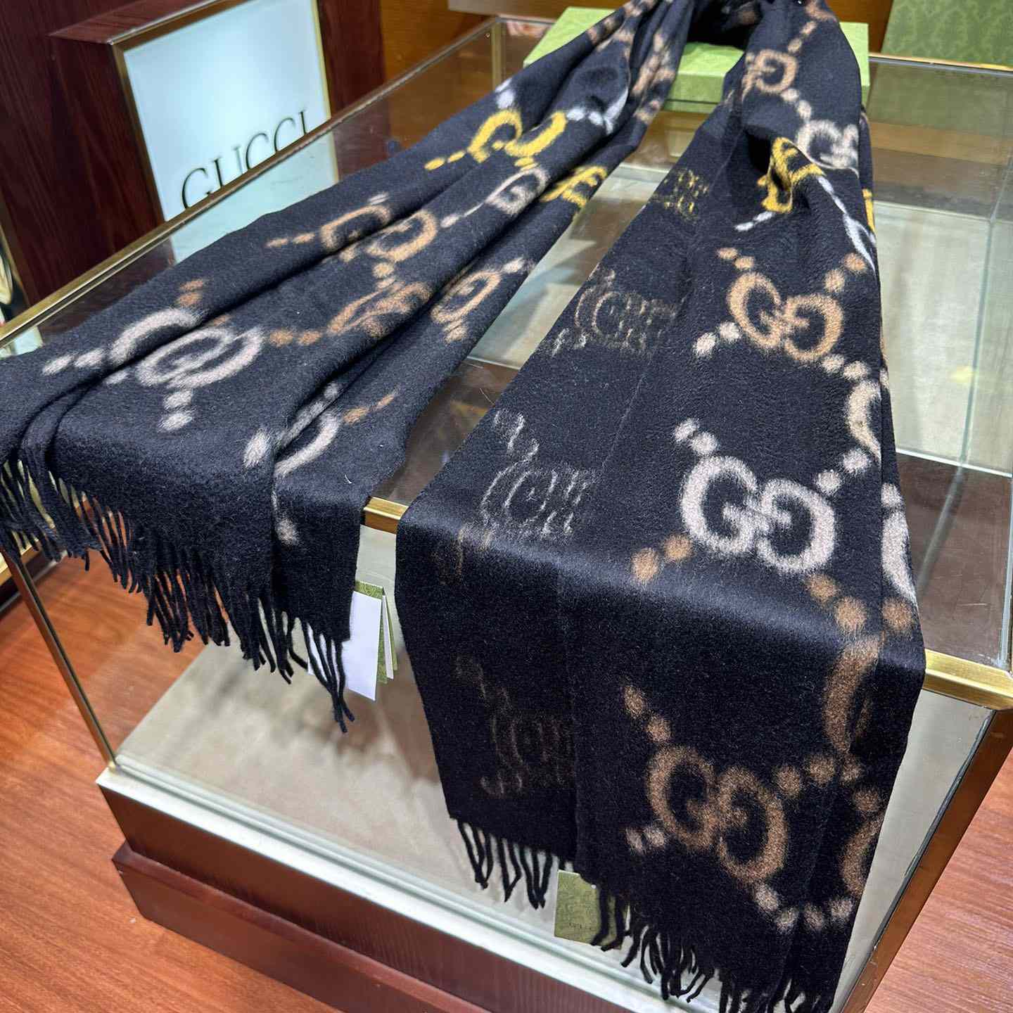 Gucci GG Jacquard Wool Silk Scarf - DopestKickz