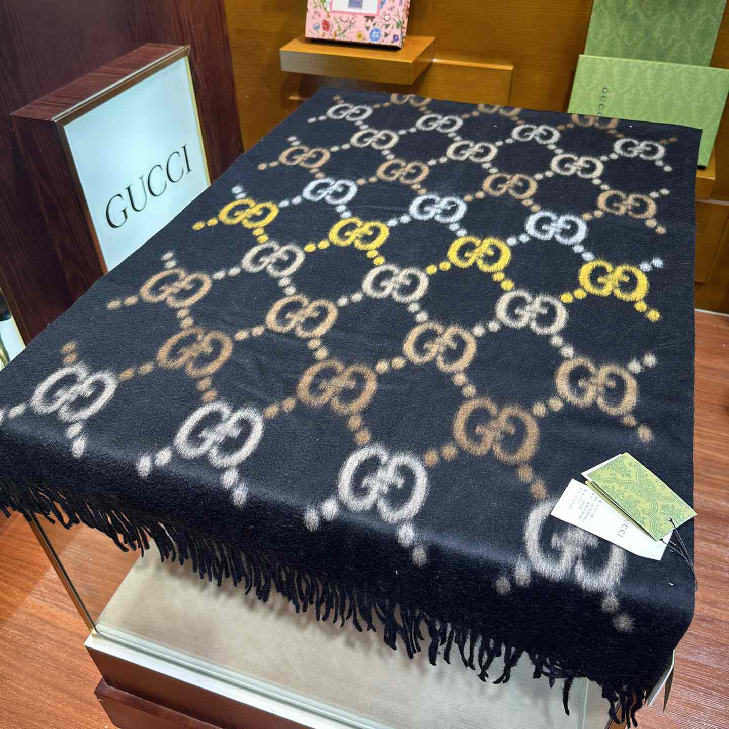 Gucci GG Jacquard Wool Silk Scarf - DopestKickz
