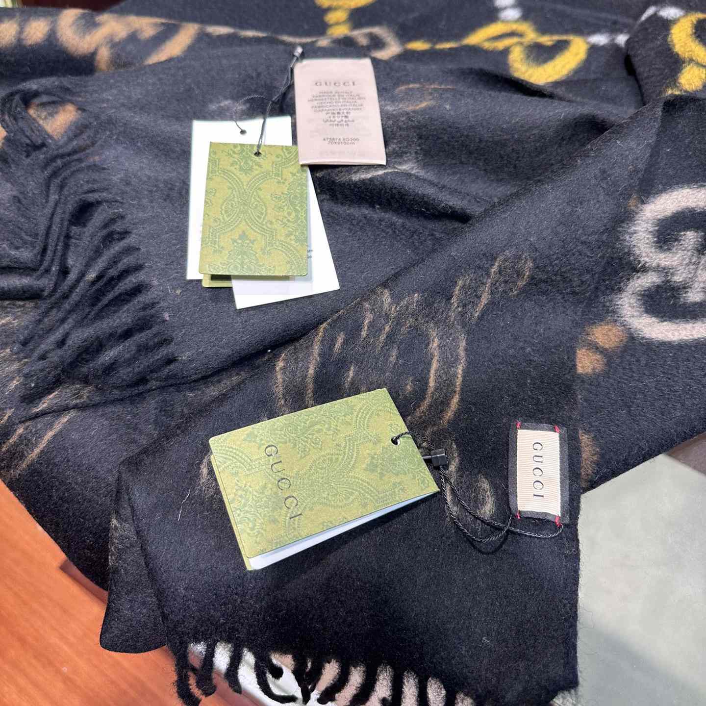 Gucci GG Jacquard Wool Silk Scarf - DopestKickz