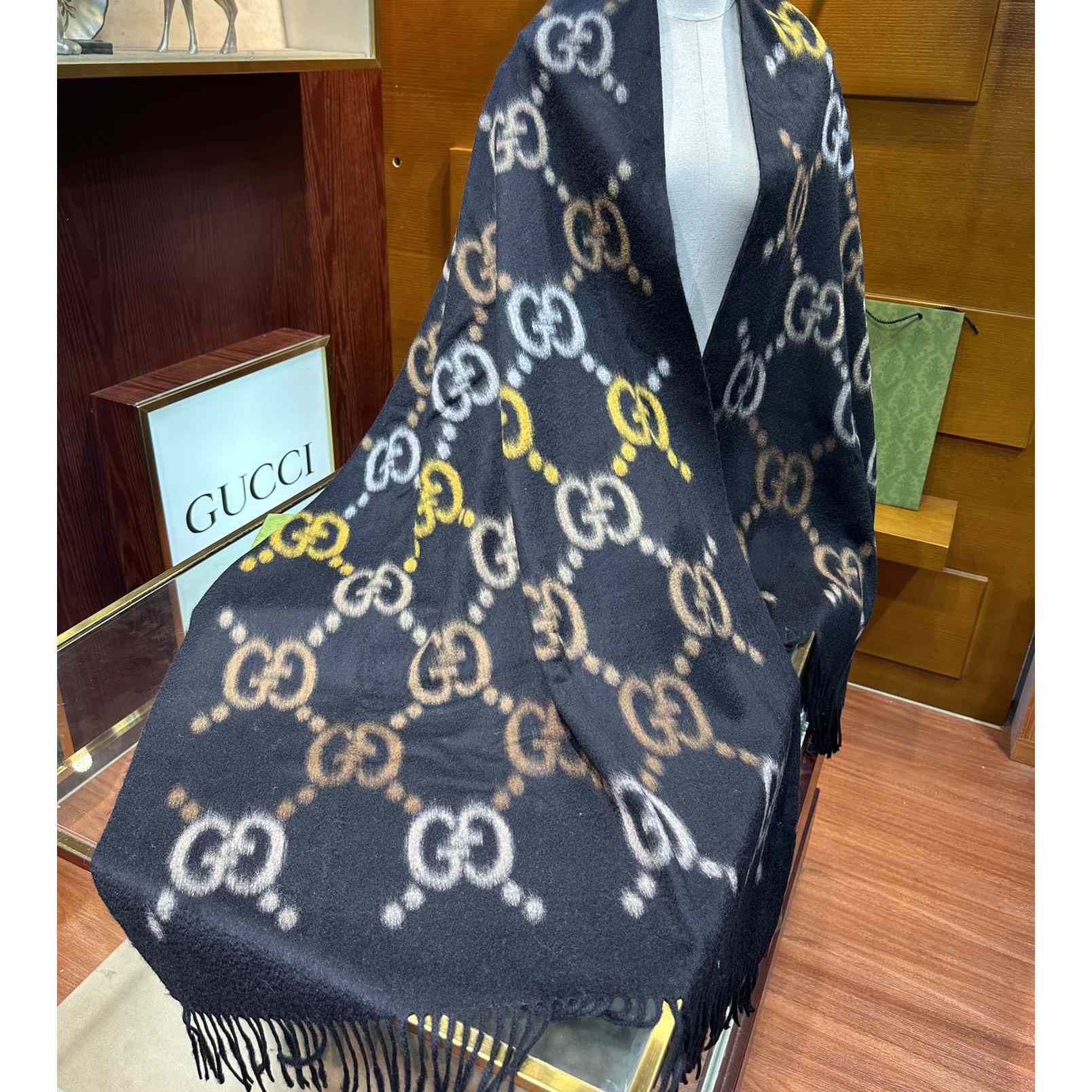 Gucci GG Jacquard Wool Silk Scarf - DopestKickz