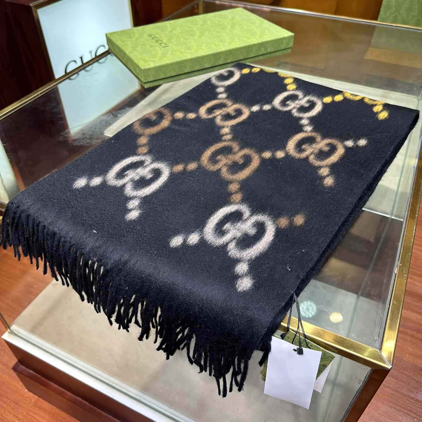 Gucci GG Jacquard Wool Silk Scarf - DopestKickz