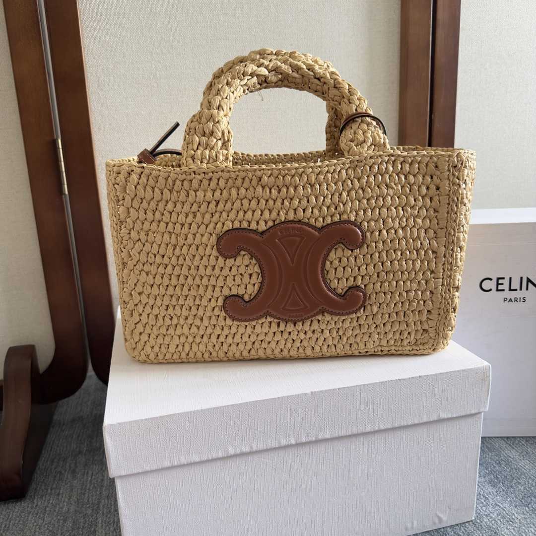 Celine Small Cabas Thais In Raffia And Calfskin - DopestKickz