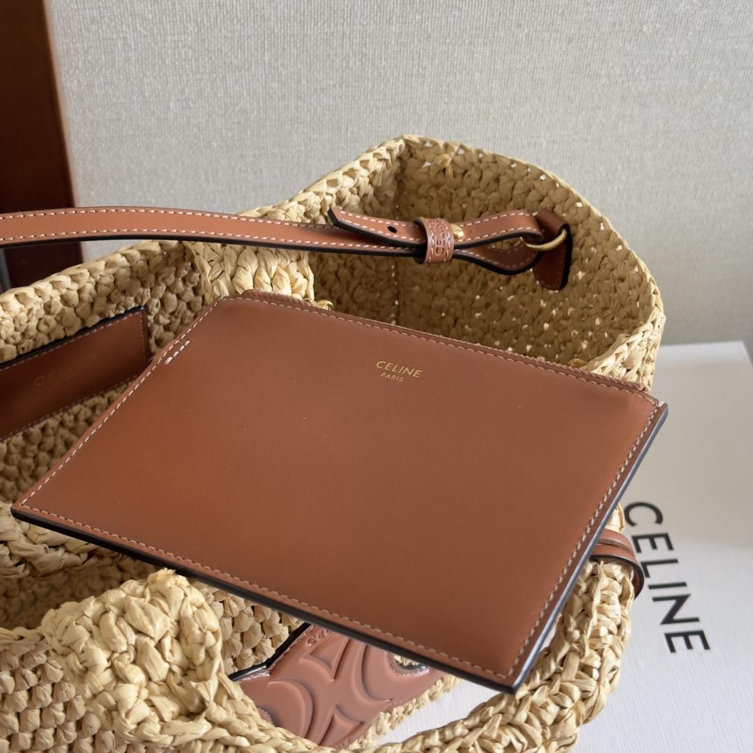 Celine Small Cabas Thais In Raffia And Calfskin - DopestKickz