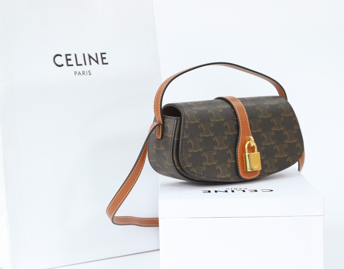 Celine Clutch On Strap Tabou In Triomphe Canvas And Calfskin - DopestKickz