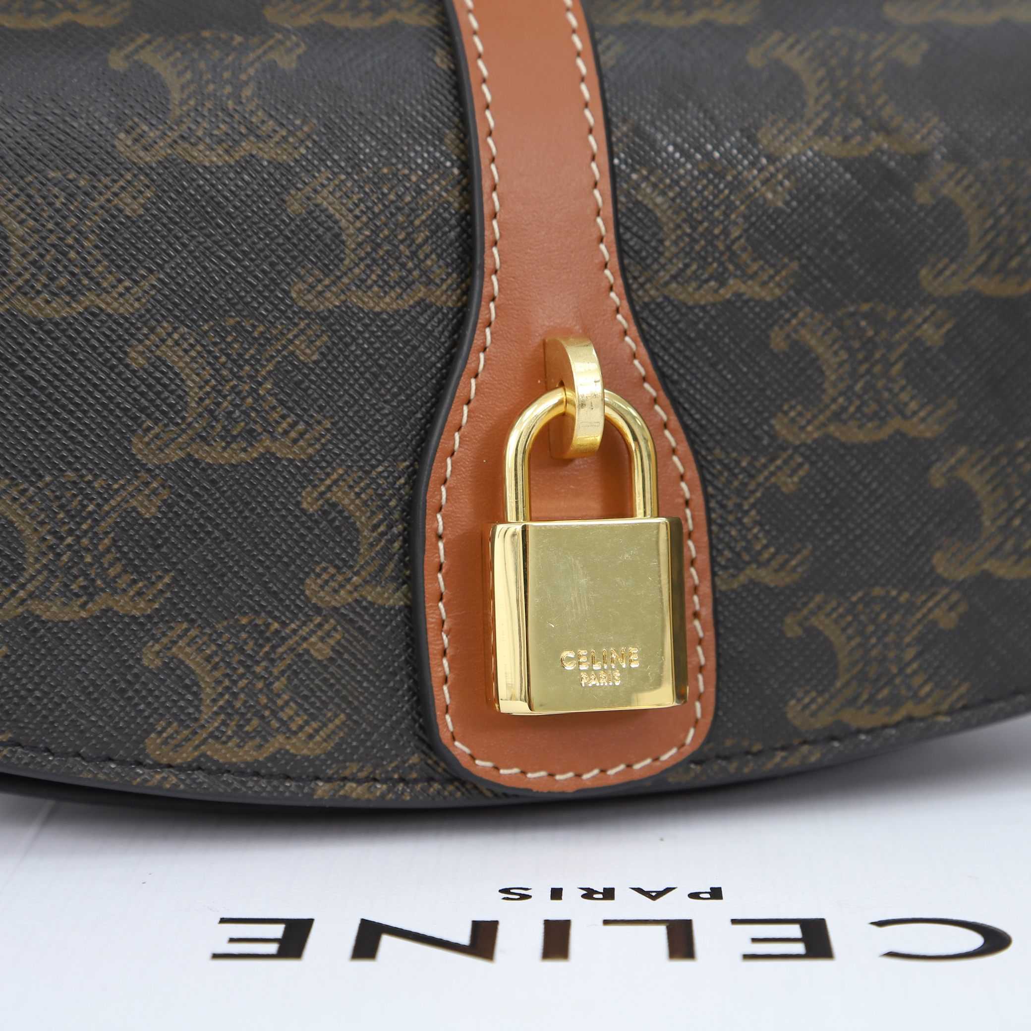 Celine Clutch On Strap Tabou In Triomphe Canvas And Calfskin - DopestKickz