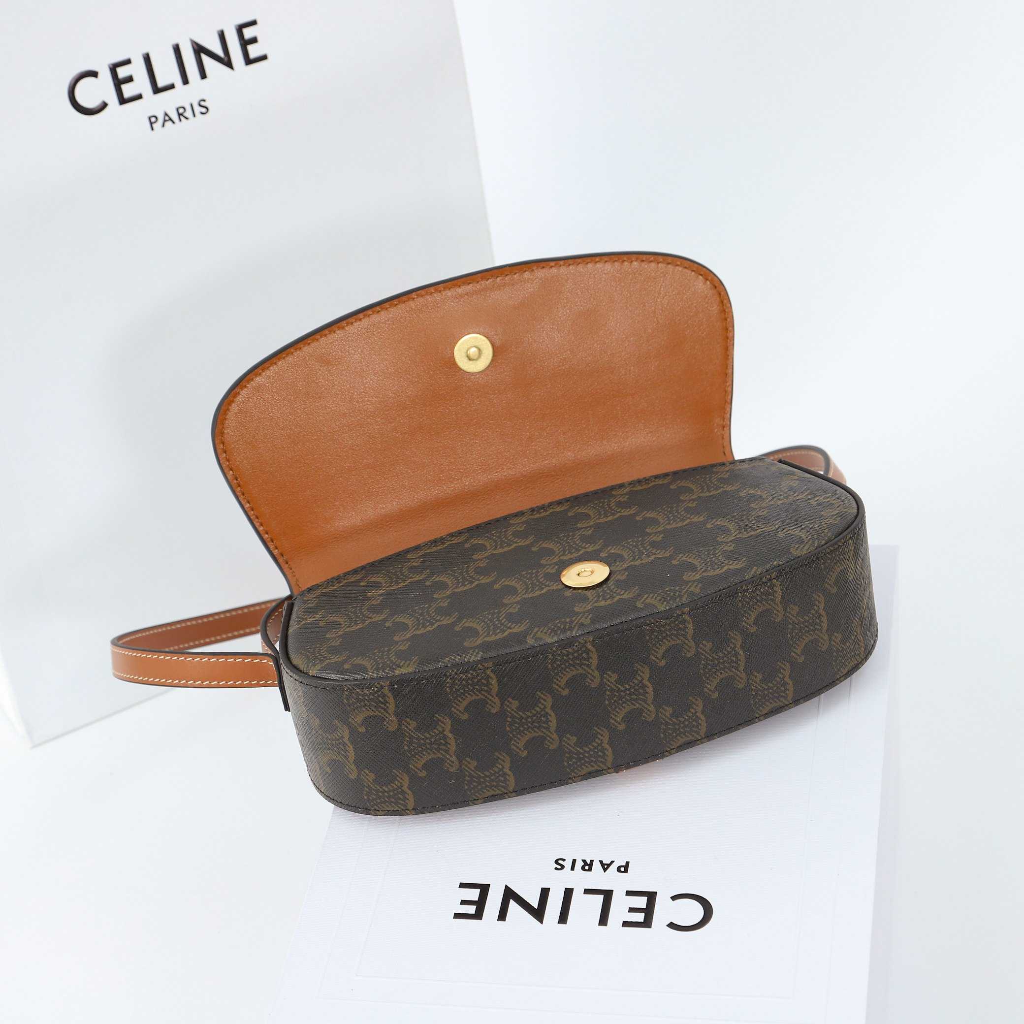 Celine Clutch On Strap Tabou In Triomphe Canvas And Calfskin - DopestKickz