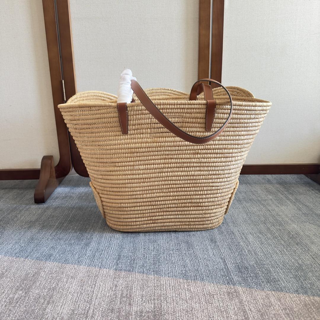 Celine Classic Panier Medium Braided Triomphe In Raffia And Calfskin - DopestKickz