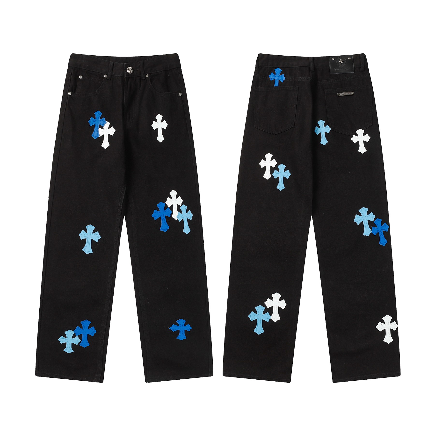 Chrome Heart Cross Patch Jeans - DopestKickz